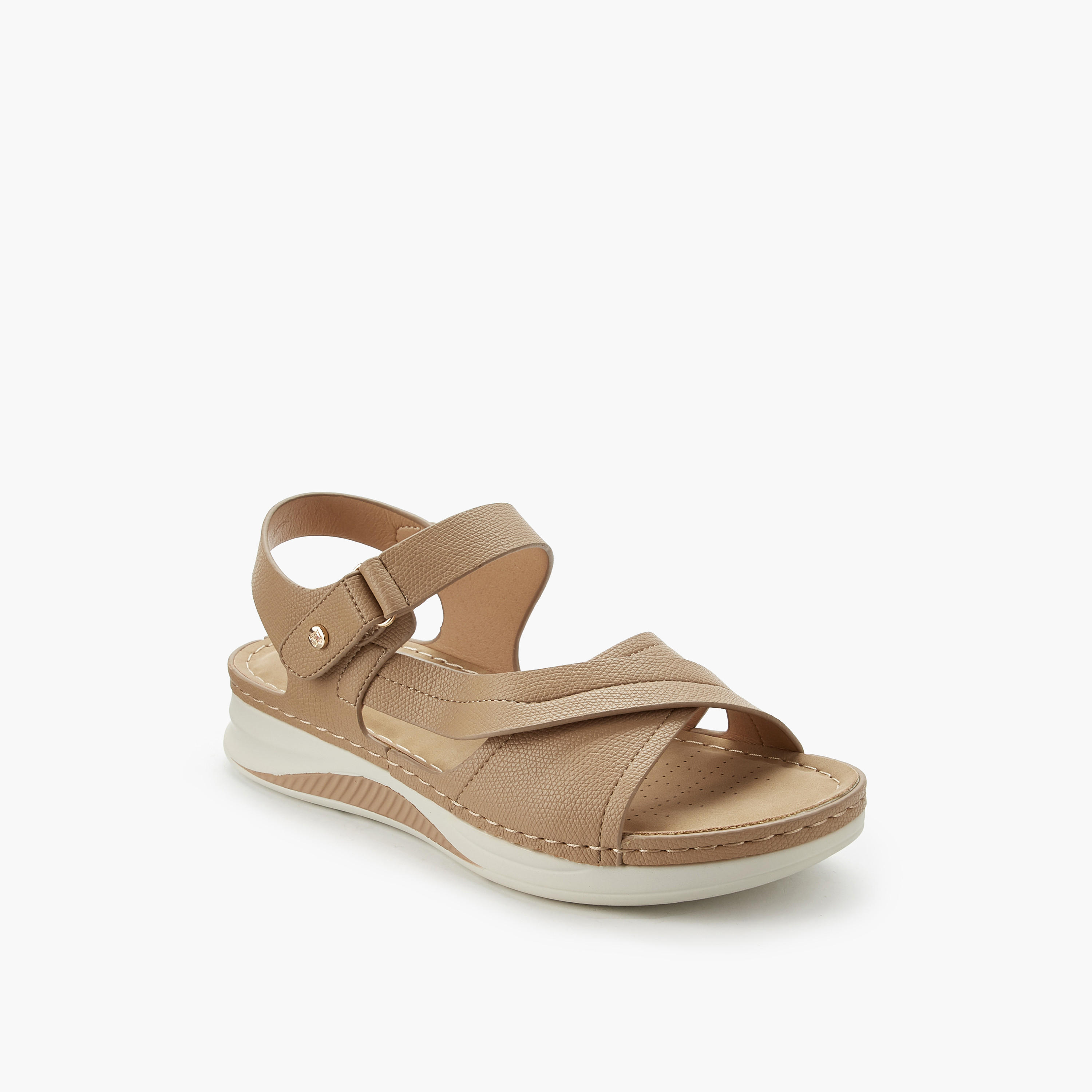 صندل بحزام متقاطع وشلايط إغلاق لاصق للنساء من فلورا بيلا-women-shoes-flats-sandals-image-2