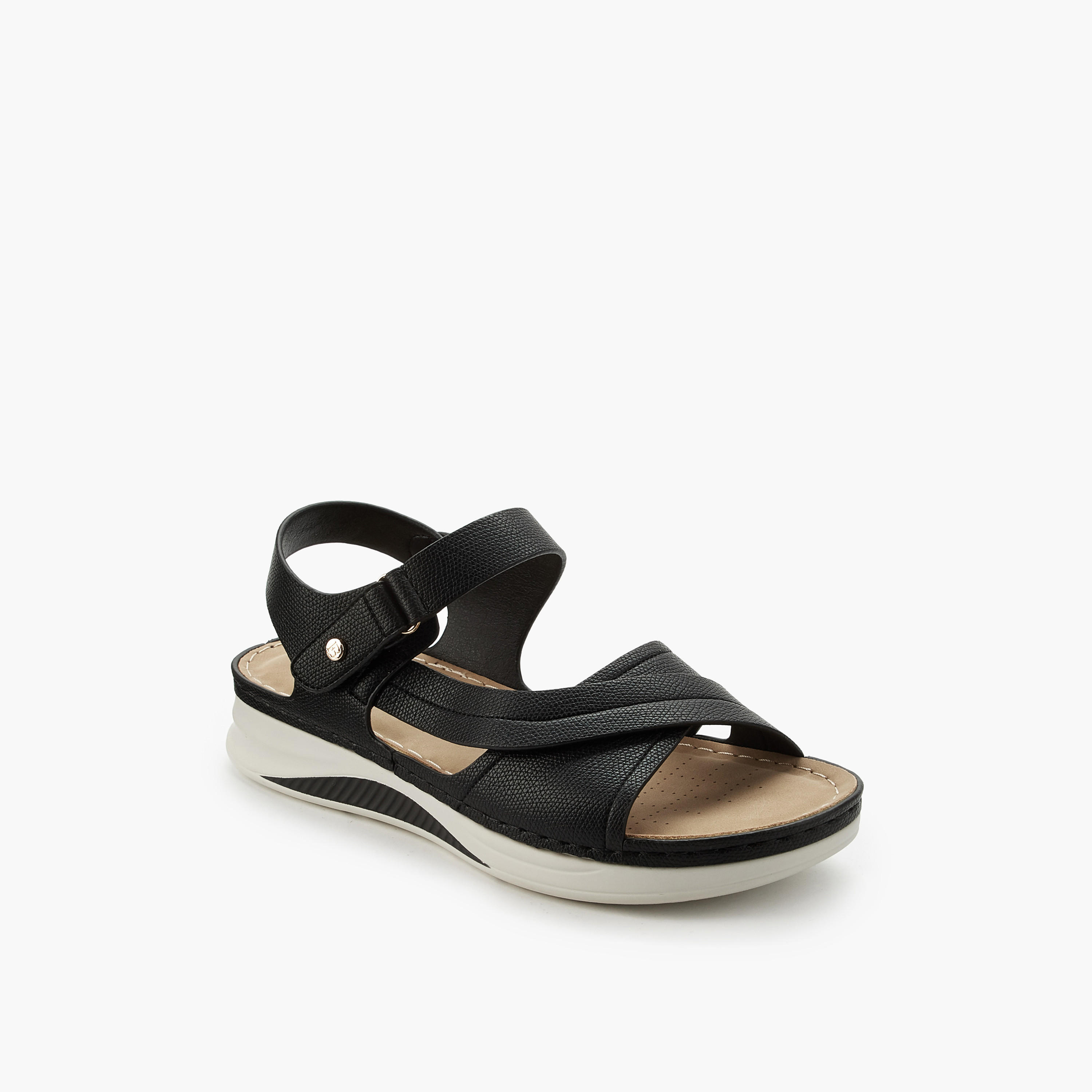صندل بحزام متقاطع وشلايط إغلاق لاصق للنساء من فلورا بيلا-women-shoes-flats-sandals-image-3