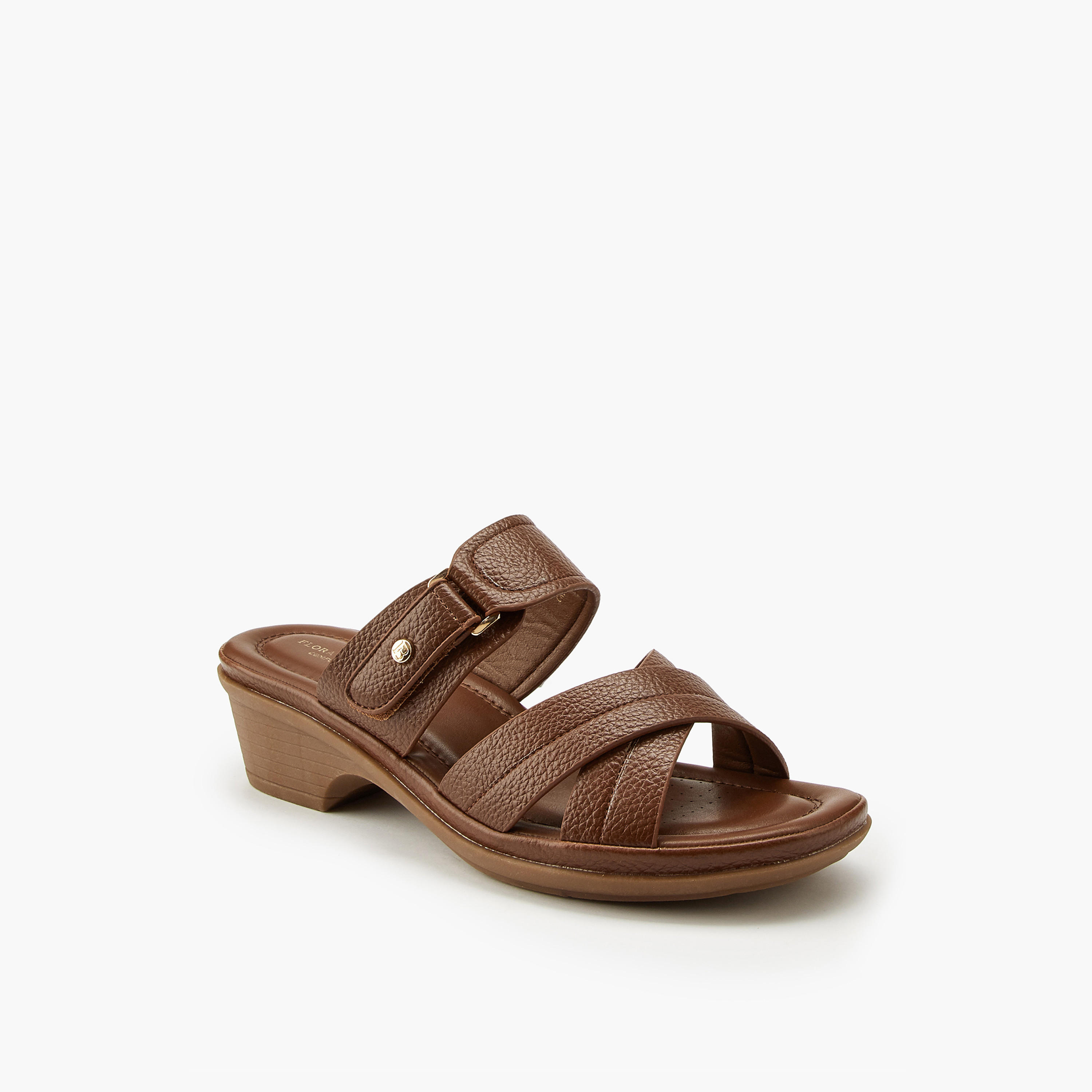 صندل بارز الملمس سهل الارتداء بحزام متقاطع من فلورا بيلا-women-shoes-sandals-heeled-image-3