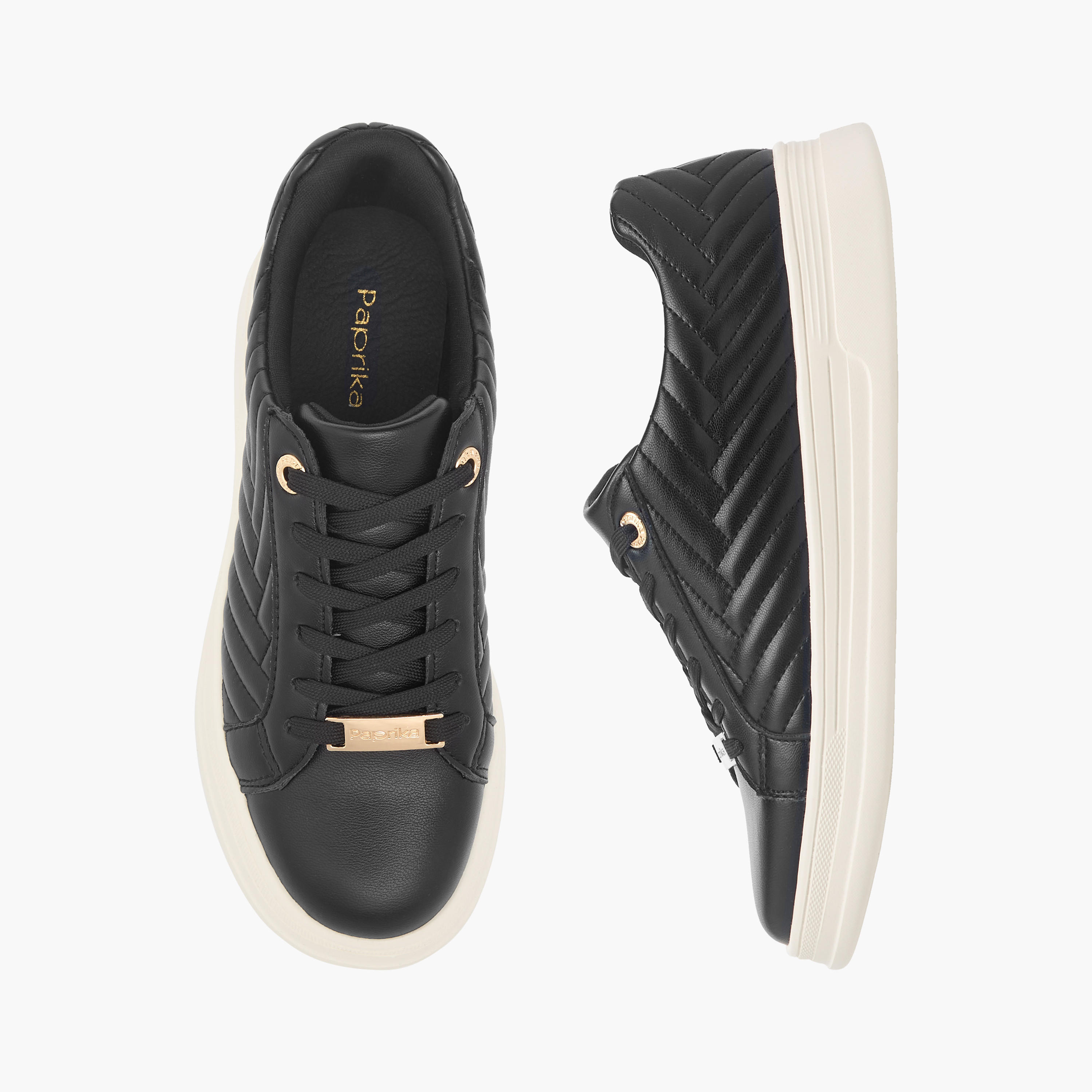 Paprika Quilted Sneakers with Lace-Up Closure-women-shoes-sneakers-image-1