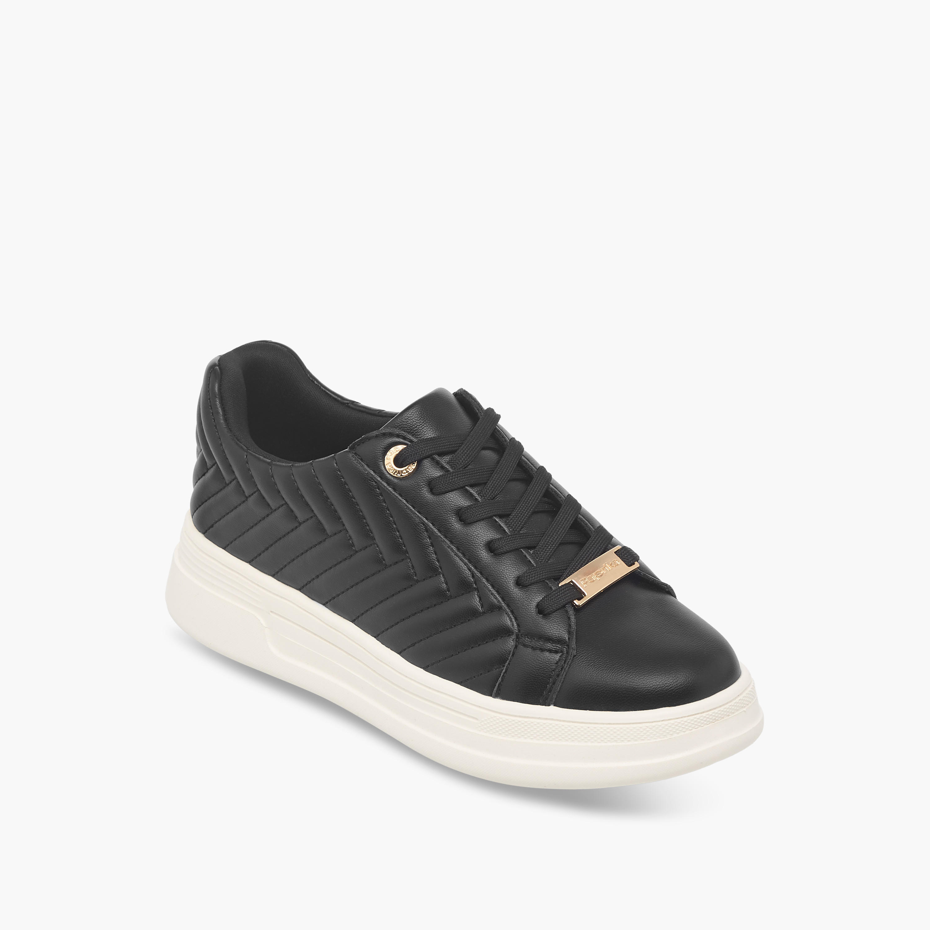 Paprika Quilted Sneakers with Lace-Up Closure-women-shoes-sneakers-image-2