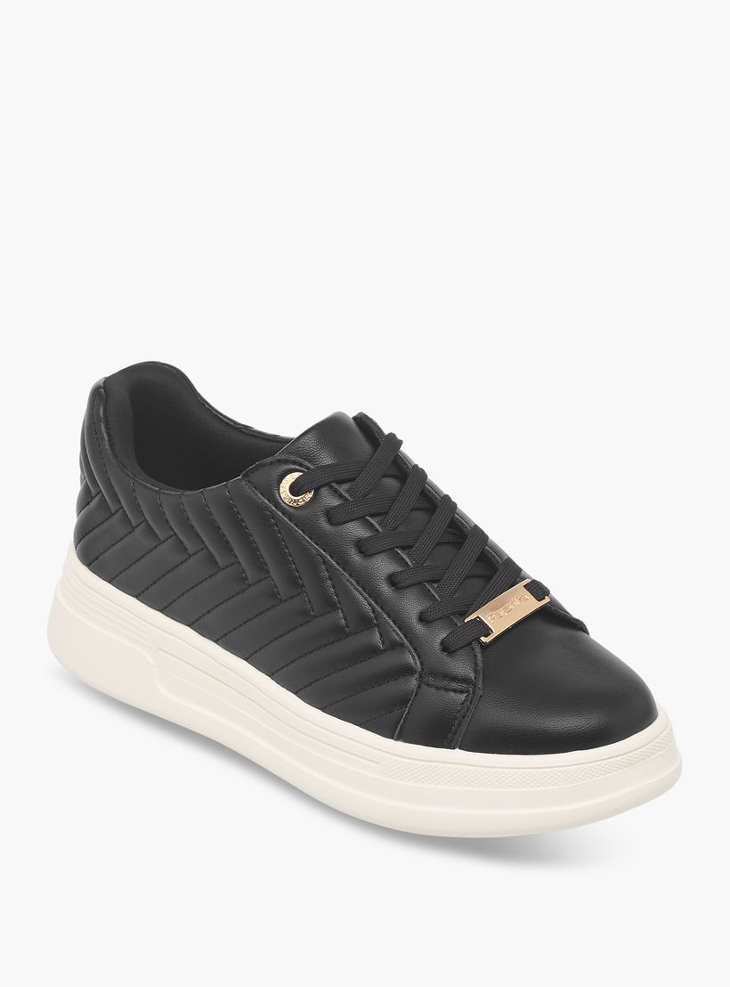 Paprika Quilted Sneakers with Lace-Up Closure-women-shoes-sneakers-image-2