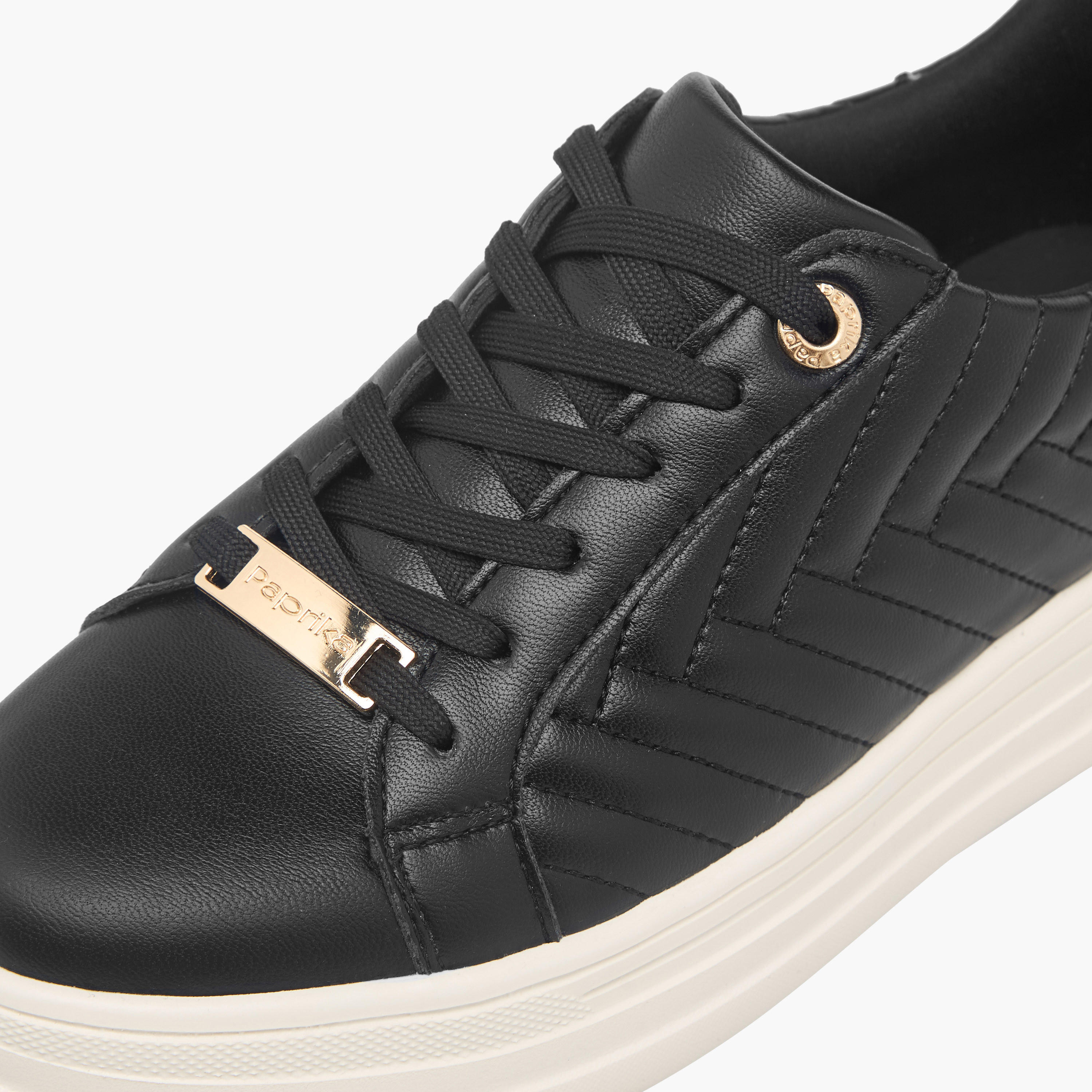 Paprika Quilted Sneakers with Lace-Up Closure-women-shoes-sneakers-image-4