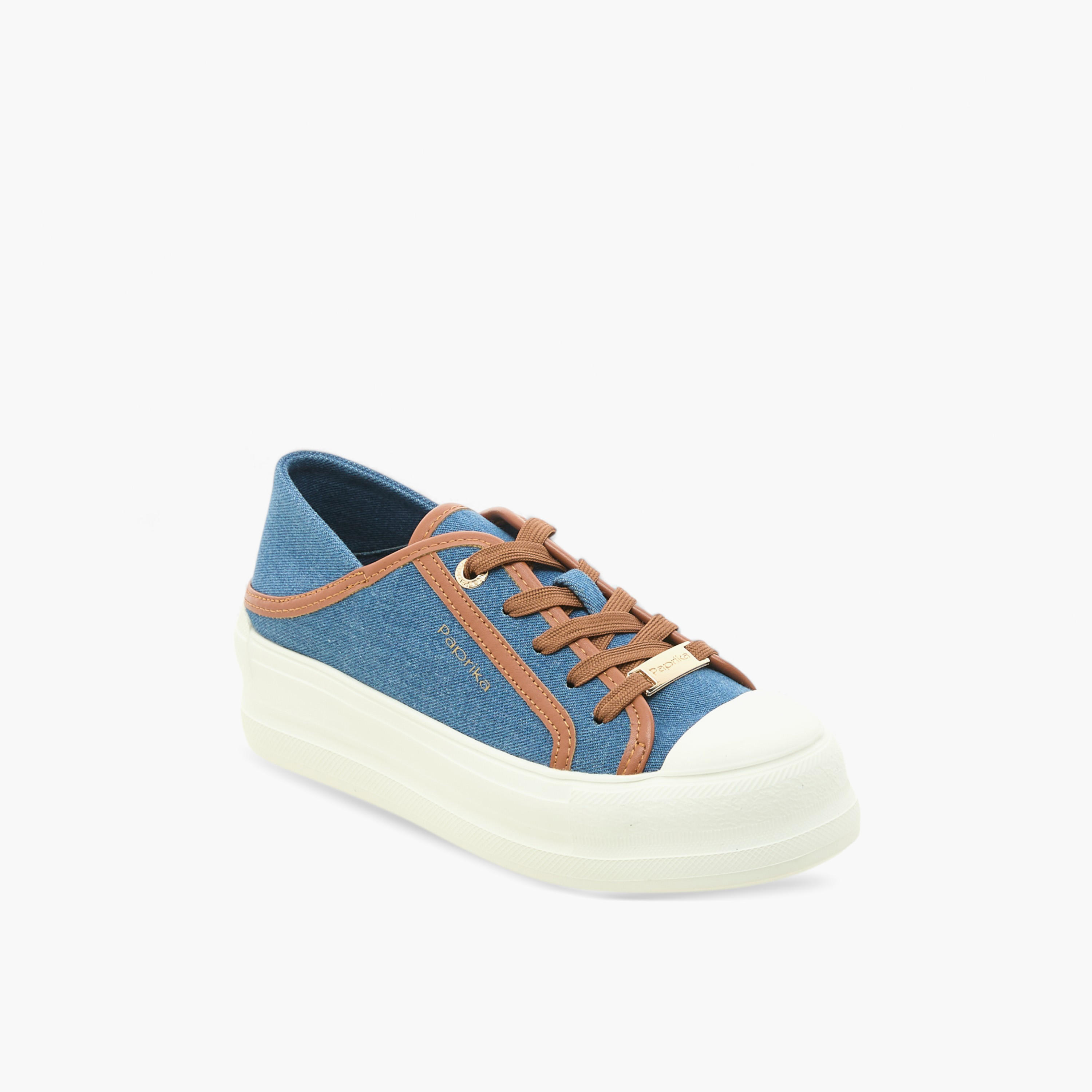 حذاء رياضي بطبعات شعار مع رباط وزينة معدنية من بابريكا-women-shoes-sneakers-image-2