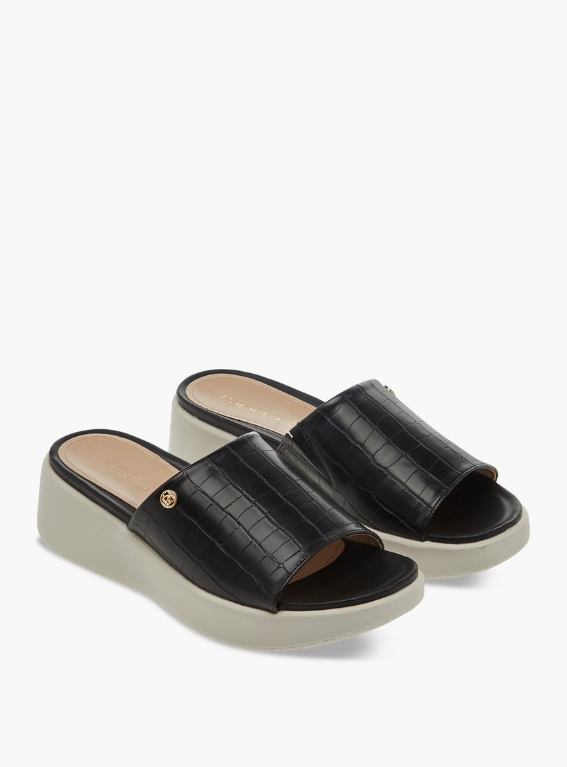 صندل مريح سهل الارتداء بارز الملمس بكعب ويدج من بابريكا-women-shoes-sandals-heeled-image-1