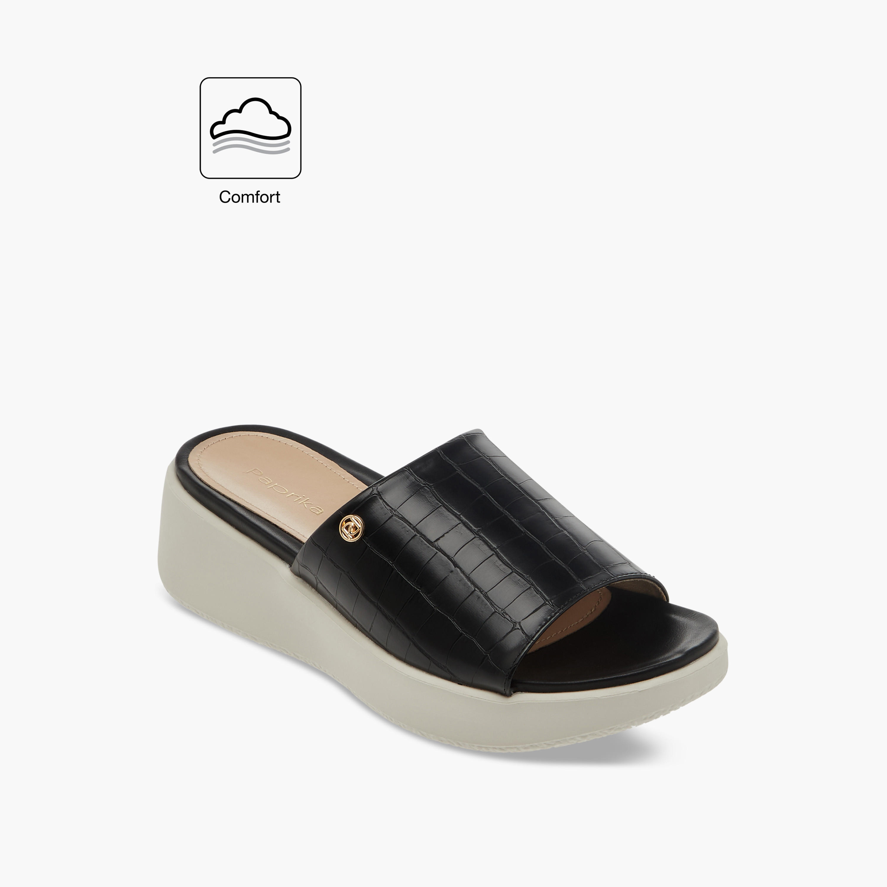 صندل مريح سهل الارتداء بارز الملمس بكعب ويدج من بابريكا-women-shoes-sandals-heeled-image-2