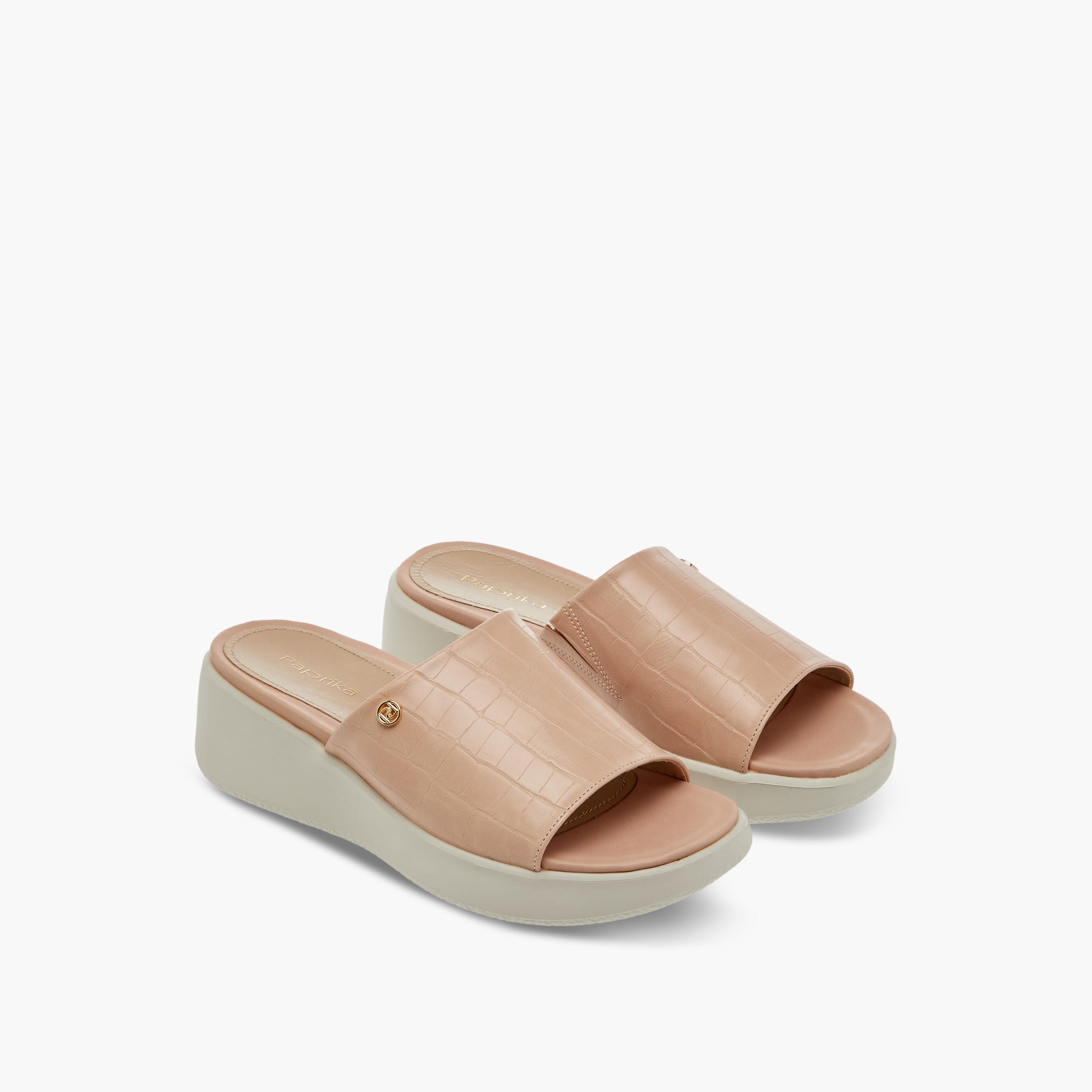 صندل مريح سهل الارتداء بارز الملمس بكعب ويدج من بابريكا-women-shoes-sandals-heeled-image-1