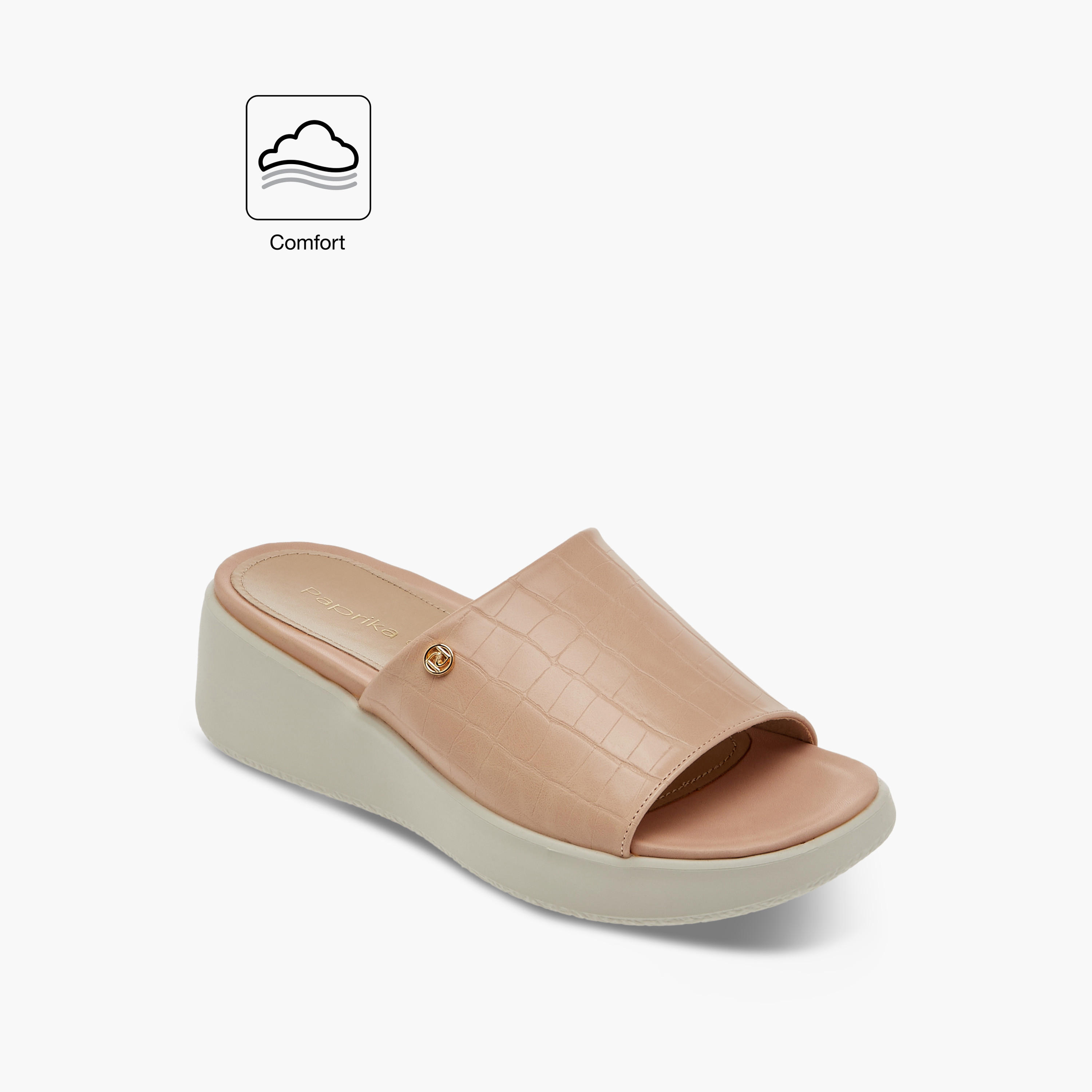 صندل مريح سهل الارتداء بارز الملمس بكعب ويدج من بابريكا-women-shoes-sandals-heeled-image-2