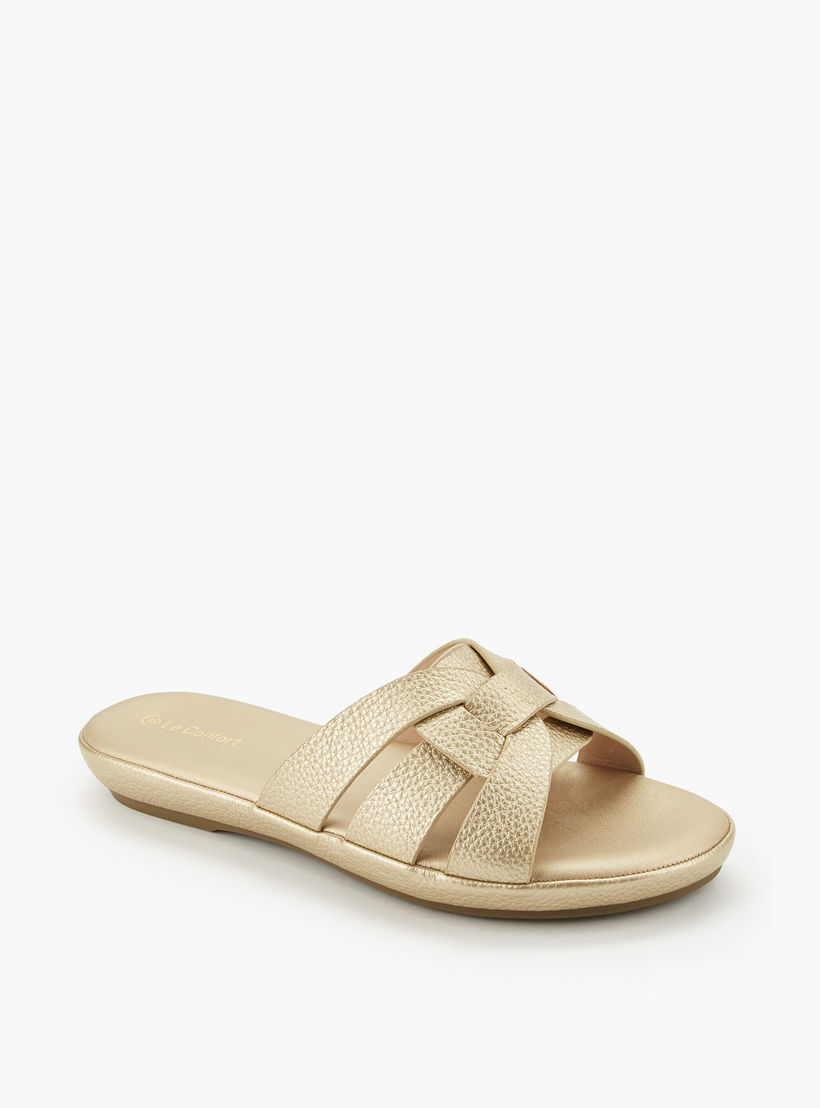 Le Confort Women Textured Slip-On Sandals-women-shoes-sandals-flats-image-2