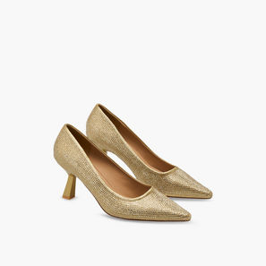 Flora Bella Women Rhinestone Embellished Flared Heel Pumps-women-image-1