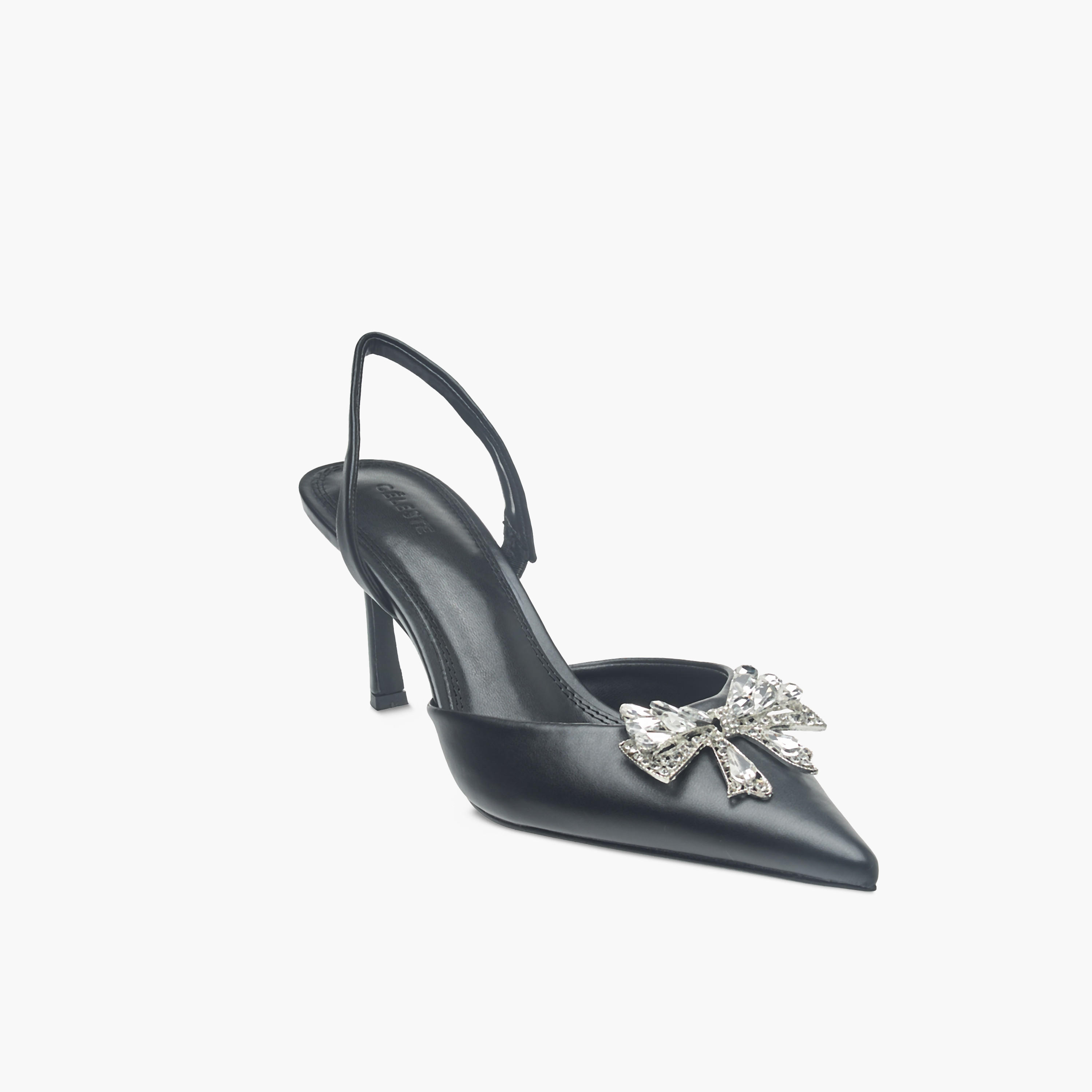 صندل بكعب ستيليتو وحزام خلفي وتفاصيل فيونكة مزينة للنساء من سيليست-women-shoes-heels-image-2