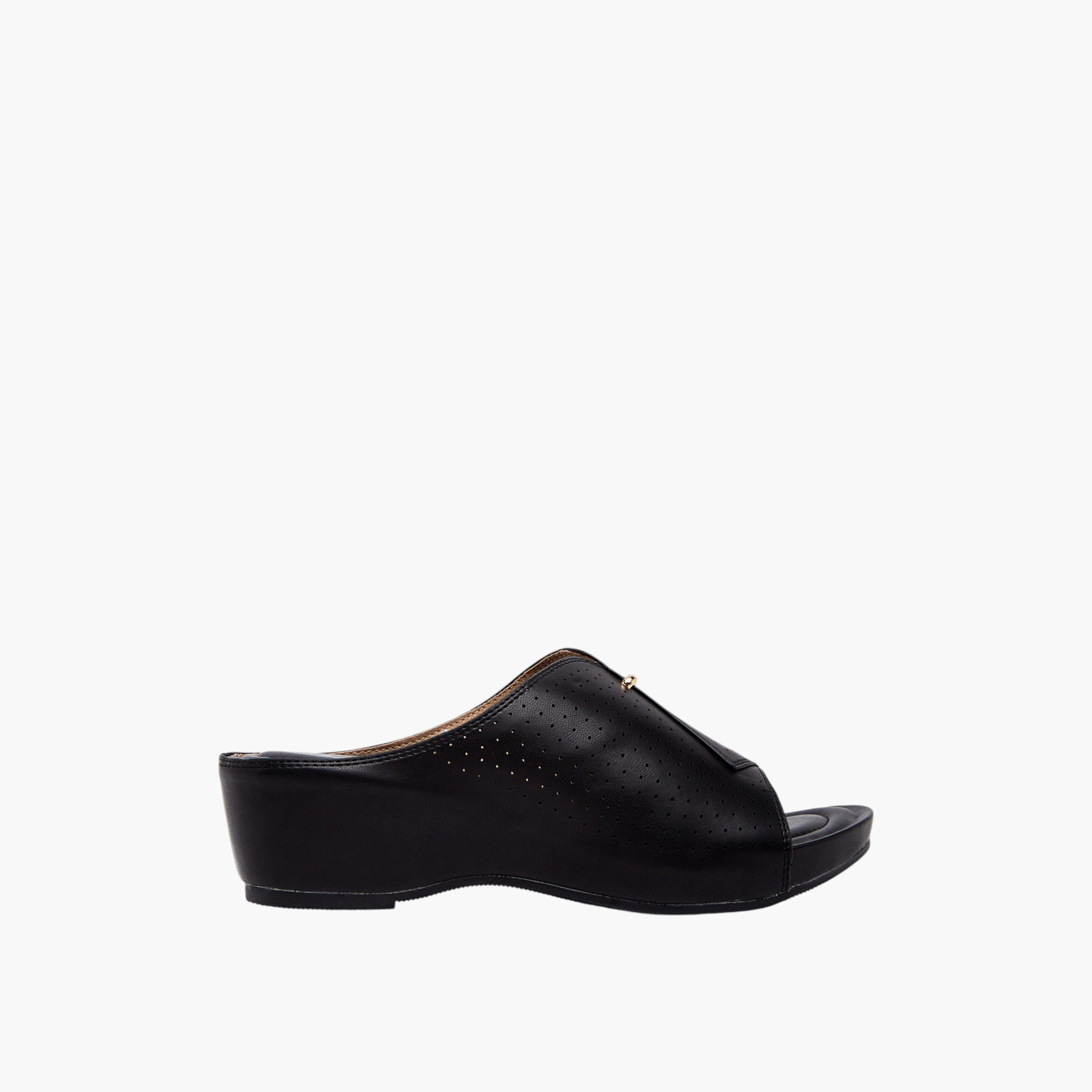 Paprika Women's Perforated Slip-On Peep Toe Sandals with Wedge Heels-women-shoes-sandals-heeled-image-2