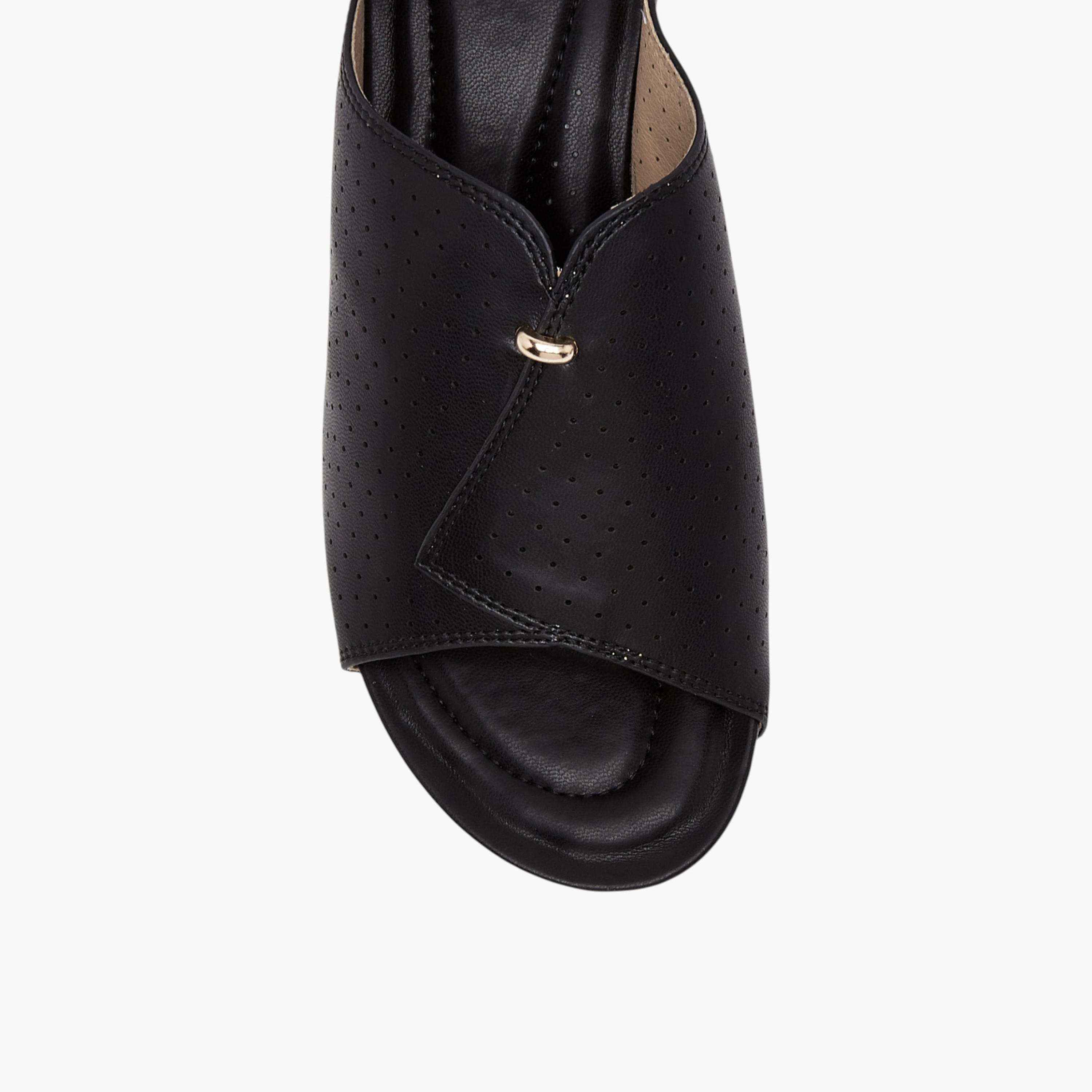 Paprika Women's Perforated Slip-On Peep Toe Sandals with Wedge Heels-women-shoes-sandals-heeled-image-5