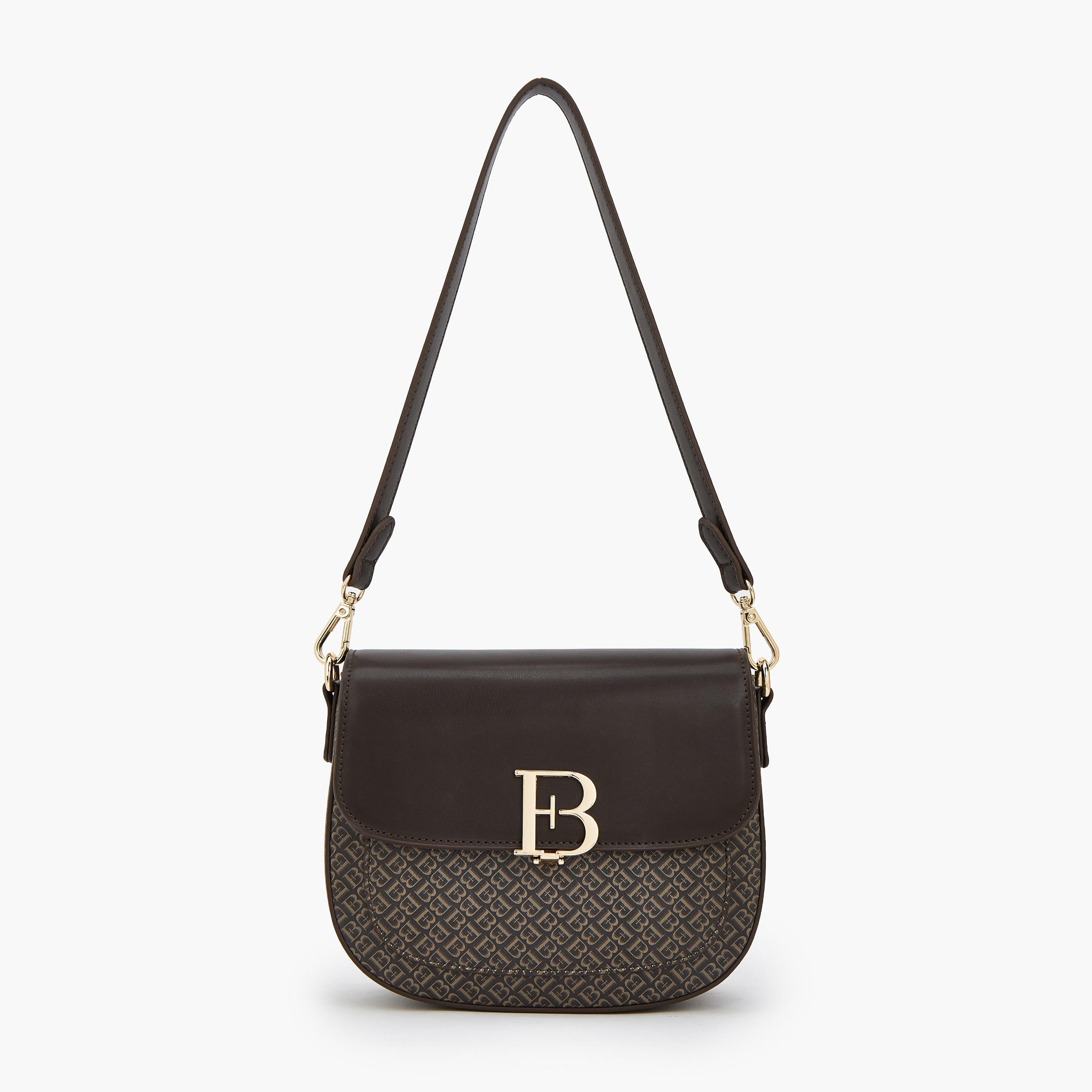 شنطة كتف بطبعات مونوجرام وحزام قابل للفصل من فلورا بيلا-women-bagsandwallets-handbags-image-1