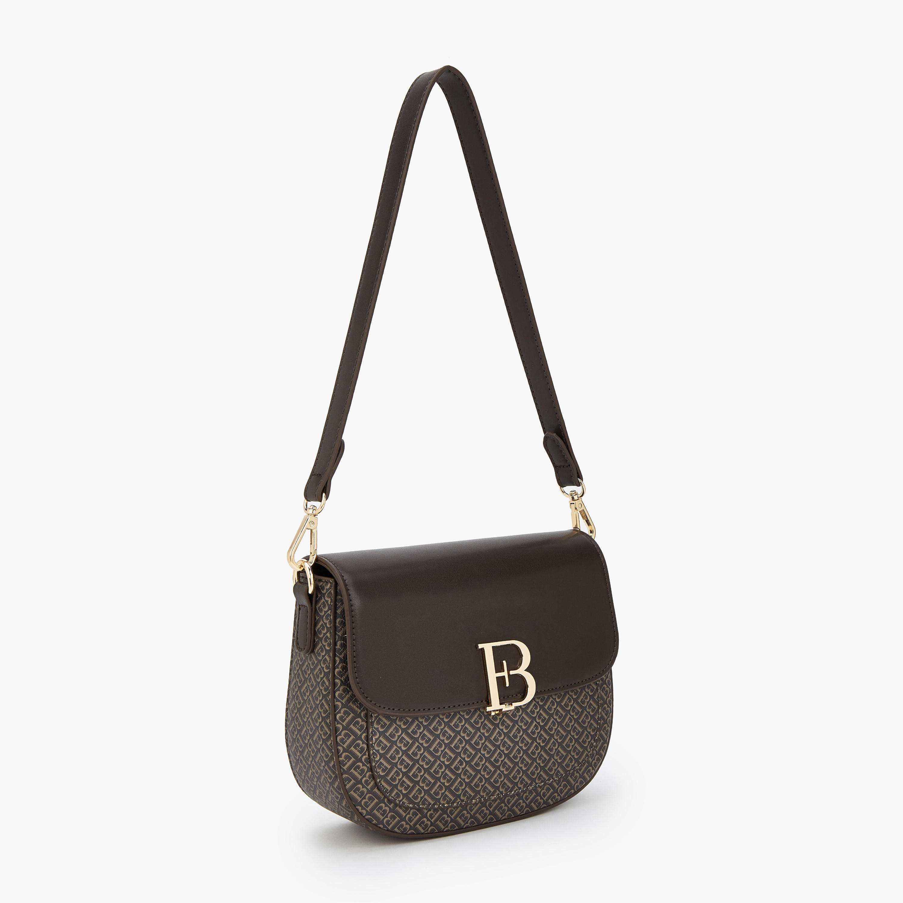 شنطة كتف بطبعات مونوجرام وحزام قابل للفصل من فلورا بيلا-women-bagsandwallets-handbags-image-2