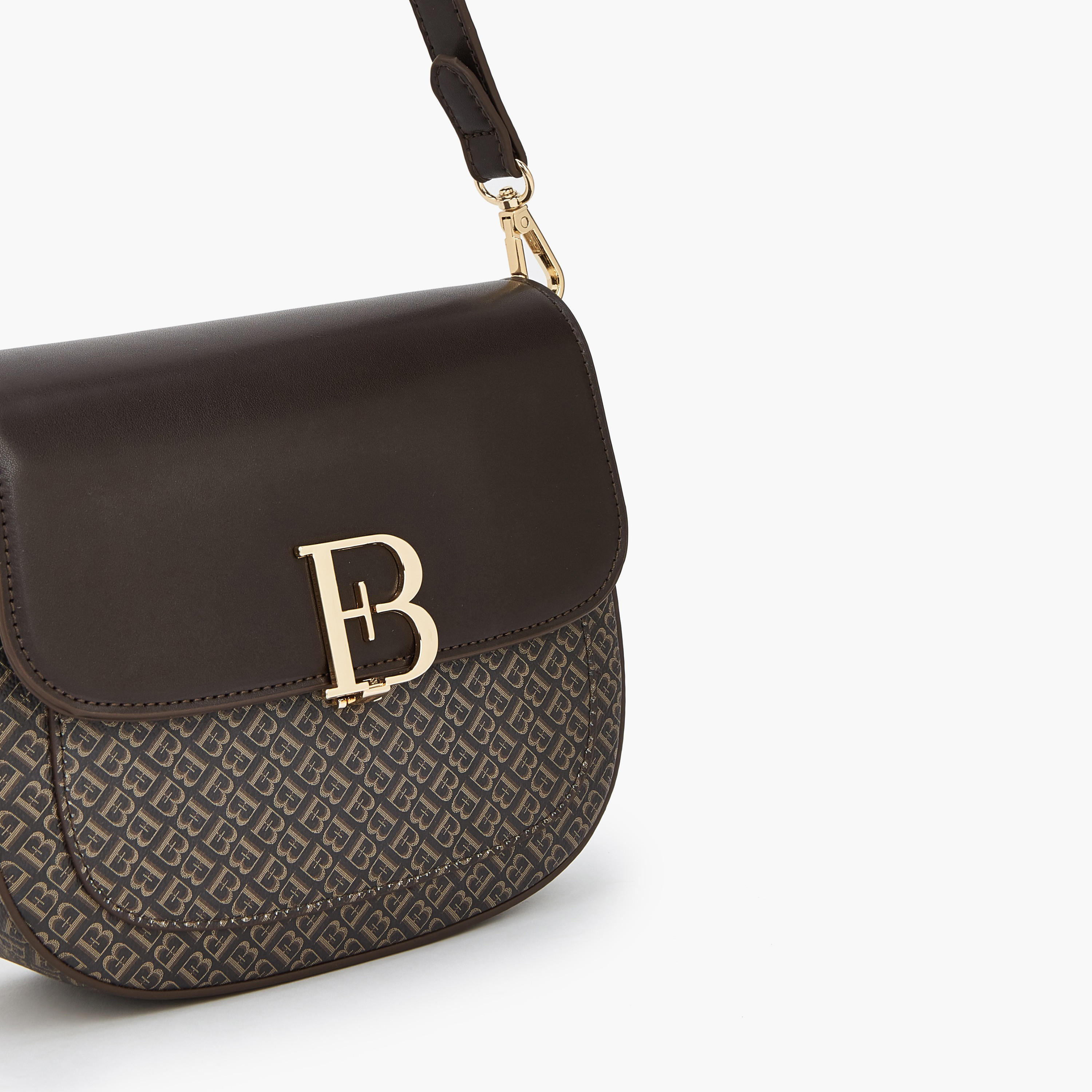شنطة كتف بطبعات مونوجرام وحزام قابل للفصل من فلورا بيلا-women-bagsandwallets-handbags-image-3