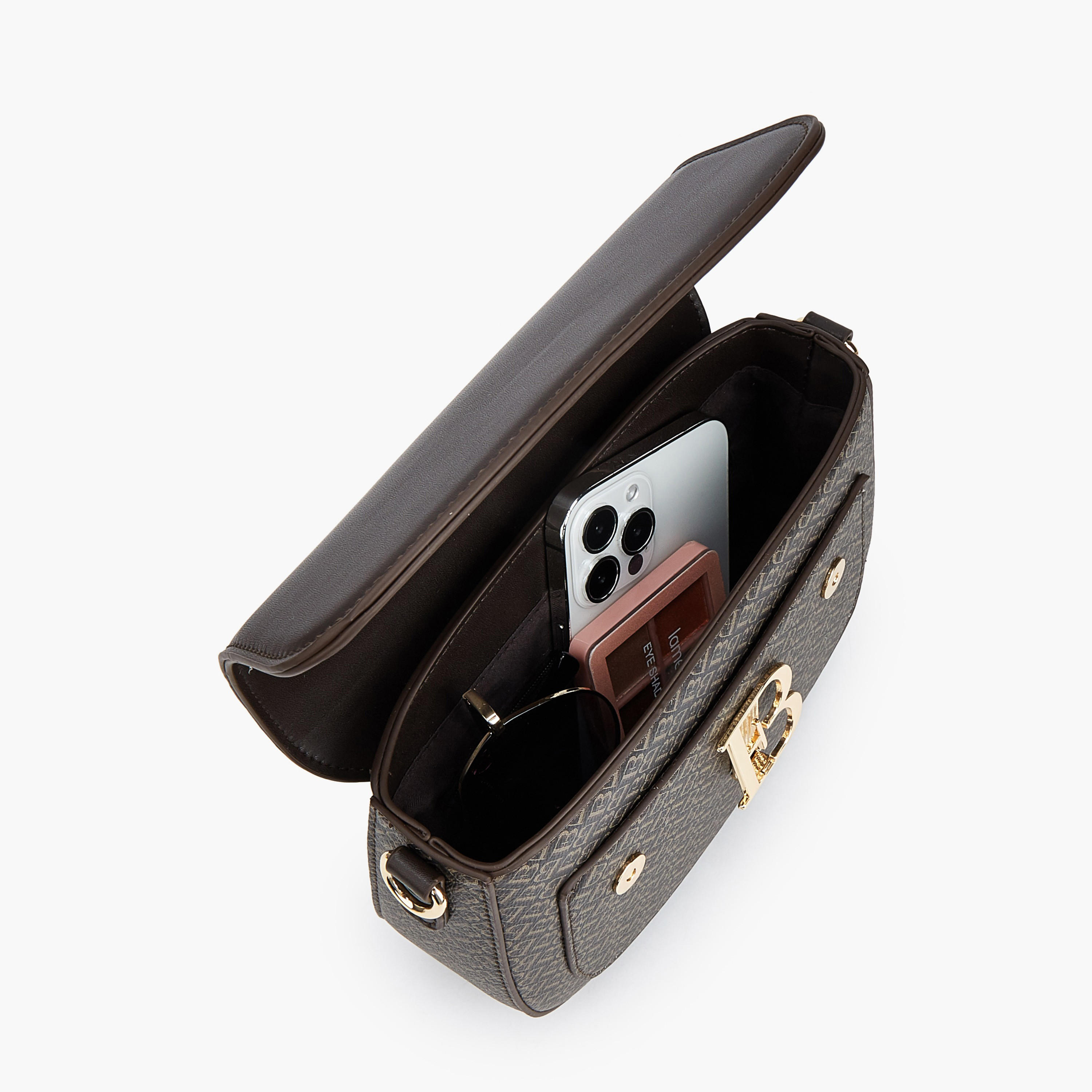 شنطة كتف بطبعات مونوجرام وحزام قابل للفصل من فلورا بيلا-women-bagsandwallets-handbags-image-7