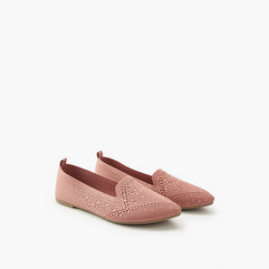 Flora Bella Embellished Slip-On Ballerina Shoes with Pull Tab-women-image-1