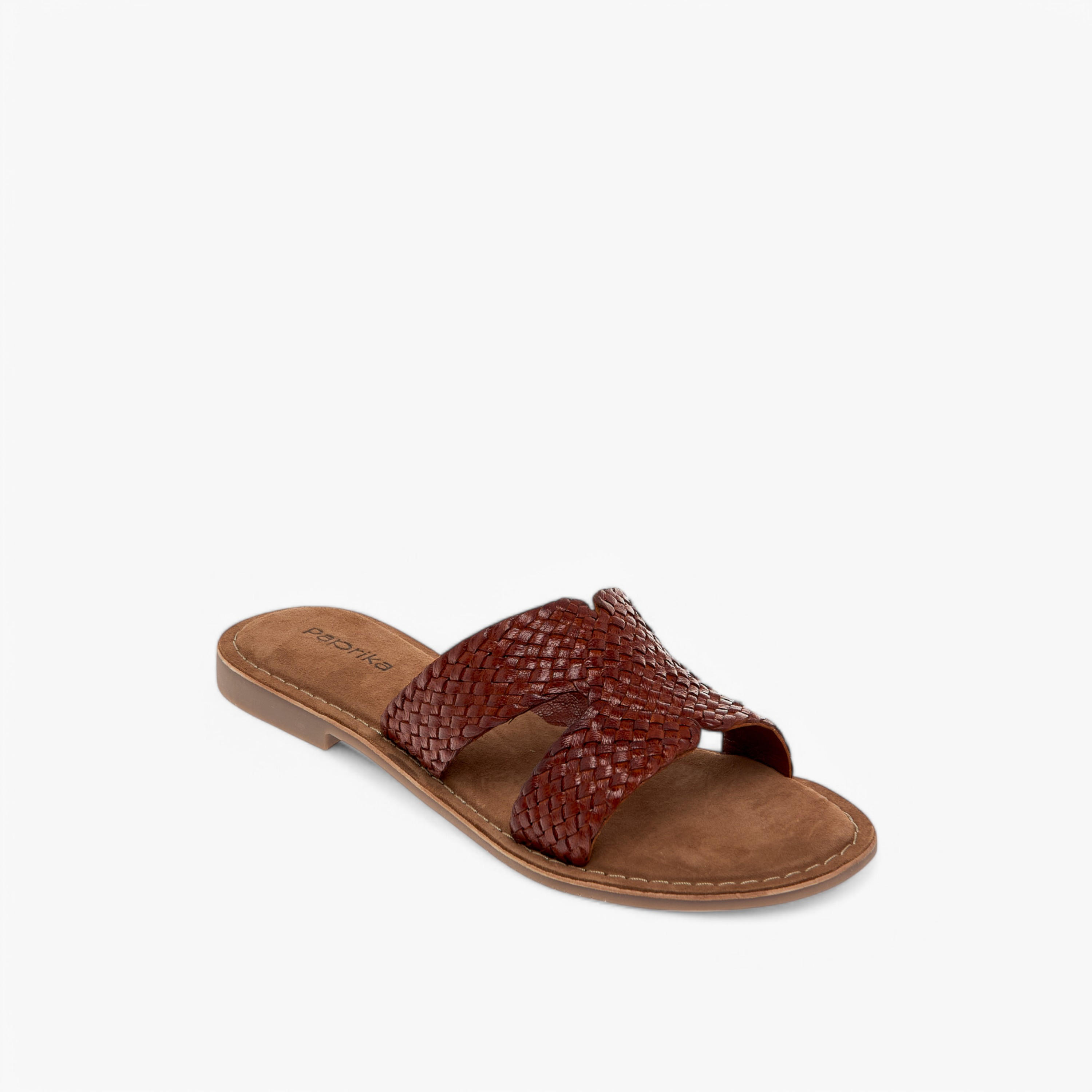 صندل مسطح سهل الارتداء بملمس جلد بارز من بابريكا-women-shoes-flats-sandals-image-2