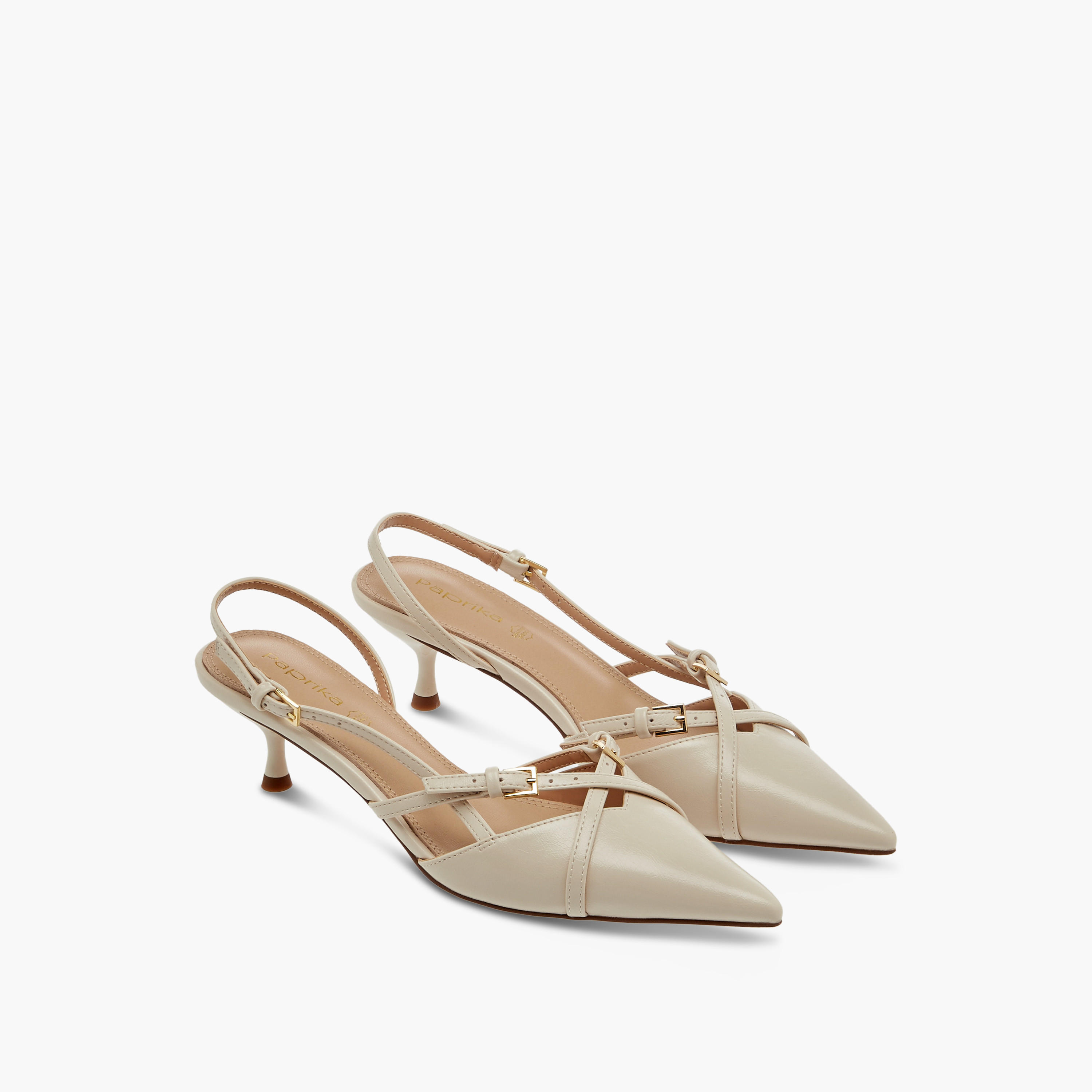 Paprika Cross Strap Slingback Shoes with Buckle Closure and Kitten Heels-women-shoes-sandals-heeled-image-1