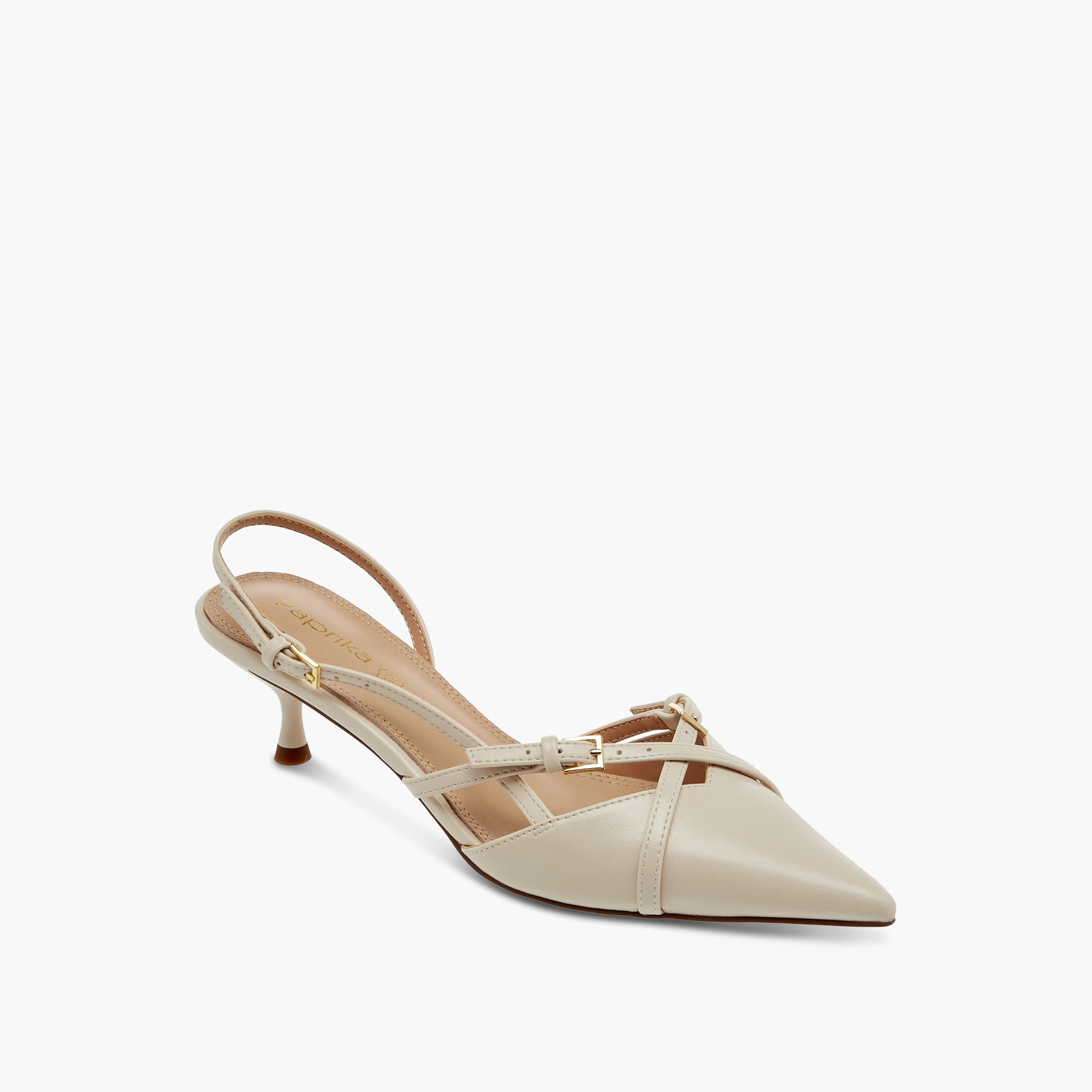 Paprika Cross Strap Slingback Shoes with Buckle Closure and Kitten Heels-women-shoes-sandals-heeled-image-2