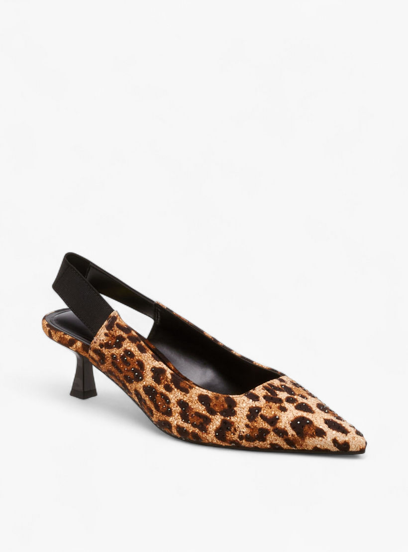 حذاء بكعب صغير وبحزام خلفي وطبعات حيوانات للنساء من سيليست-women-shoes-heels-image-2