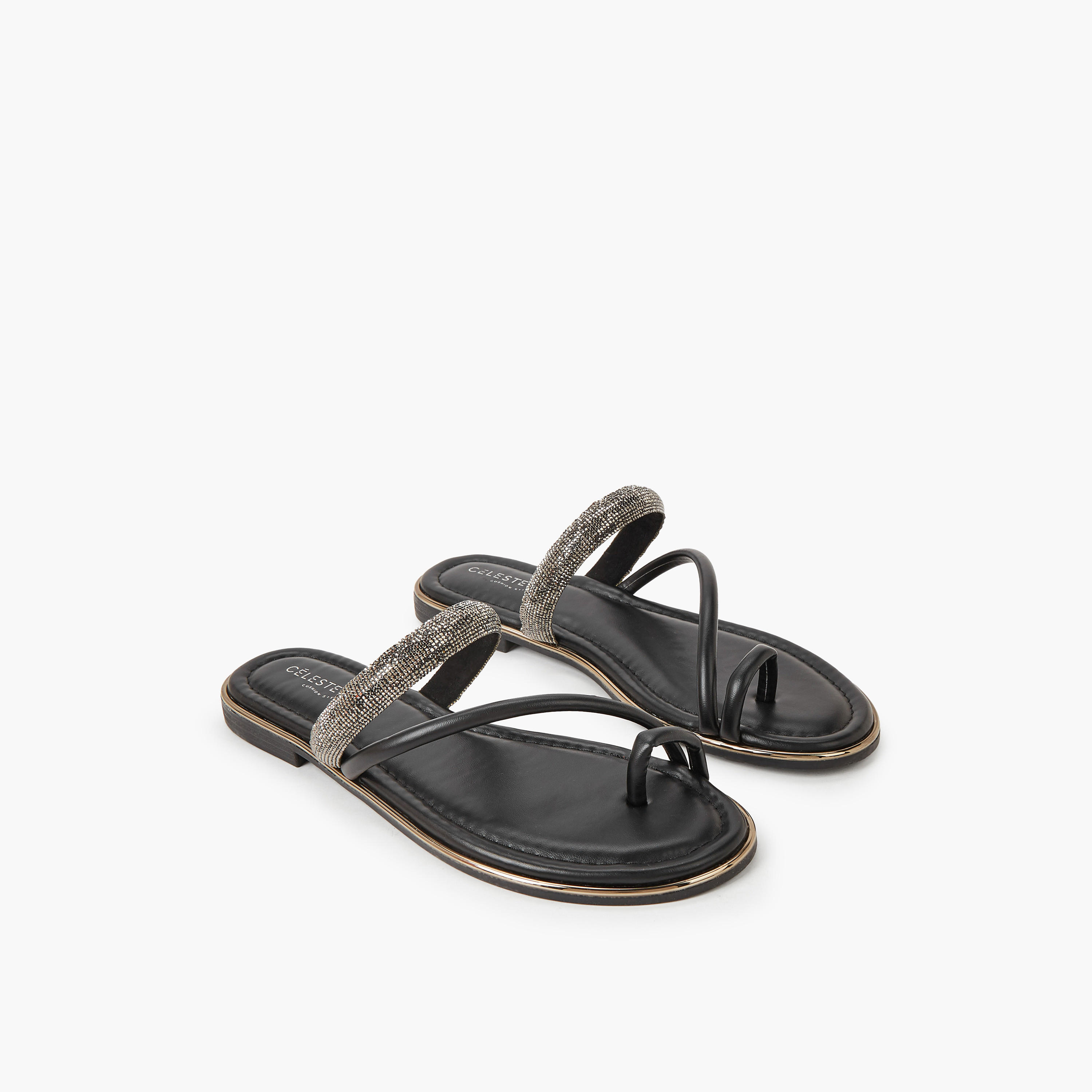صندل مسطح مزين بالأحجار للنساء من سيليست-women-shoes-flats-sandals-image-1