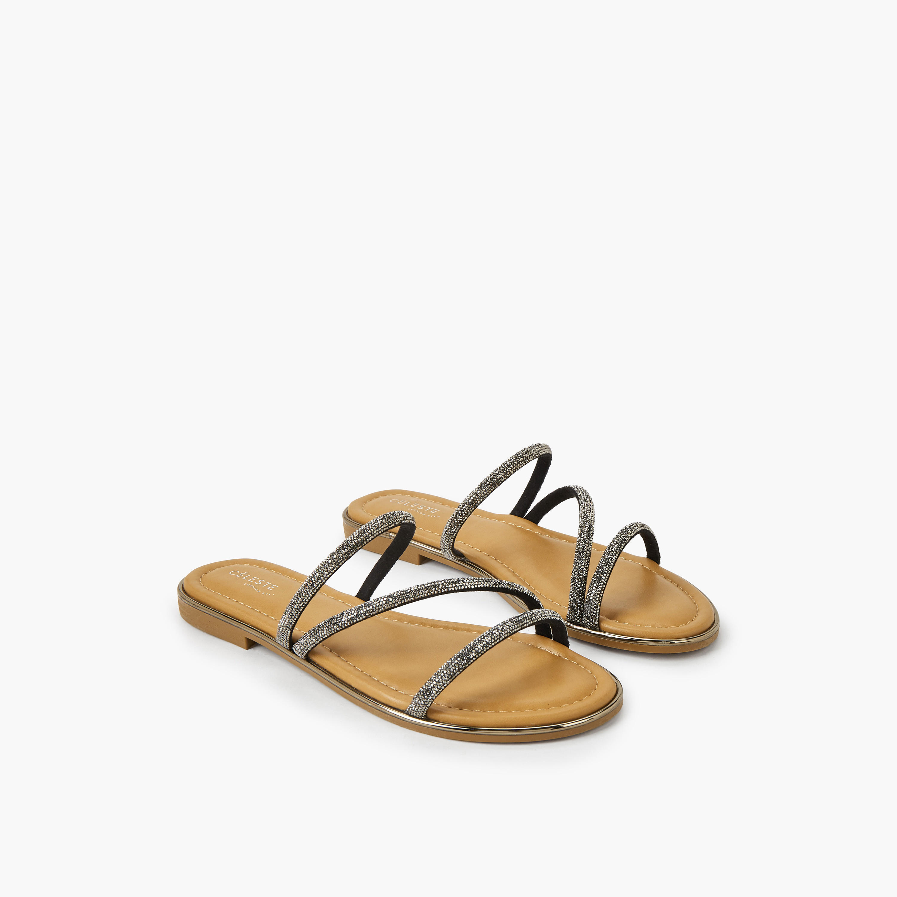 صندل مسطح مزين بالأحجار للنساء من سيليست-women-shoes-flats-sandals-image-1