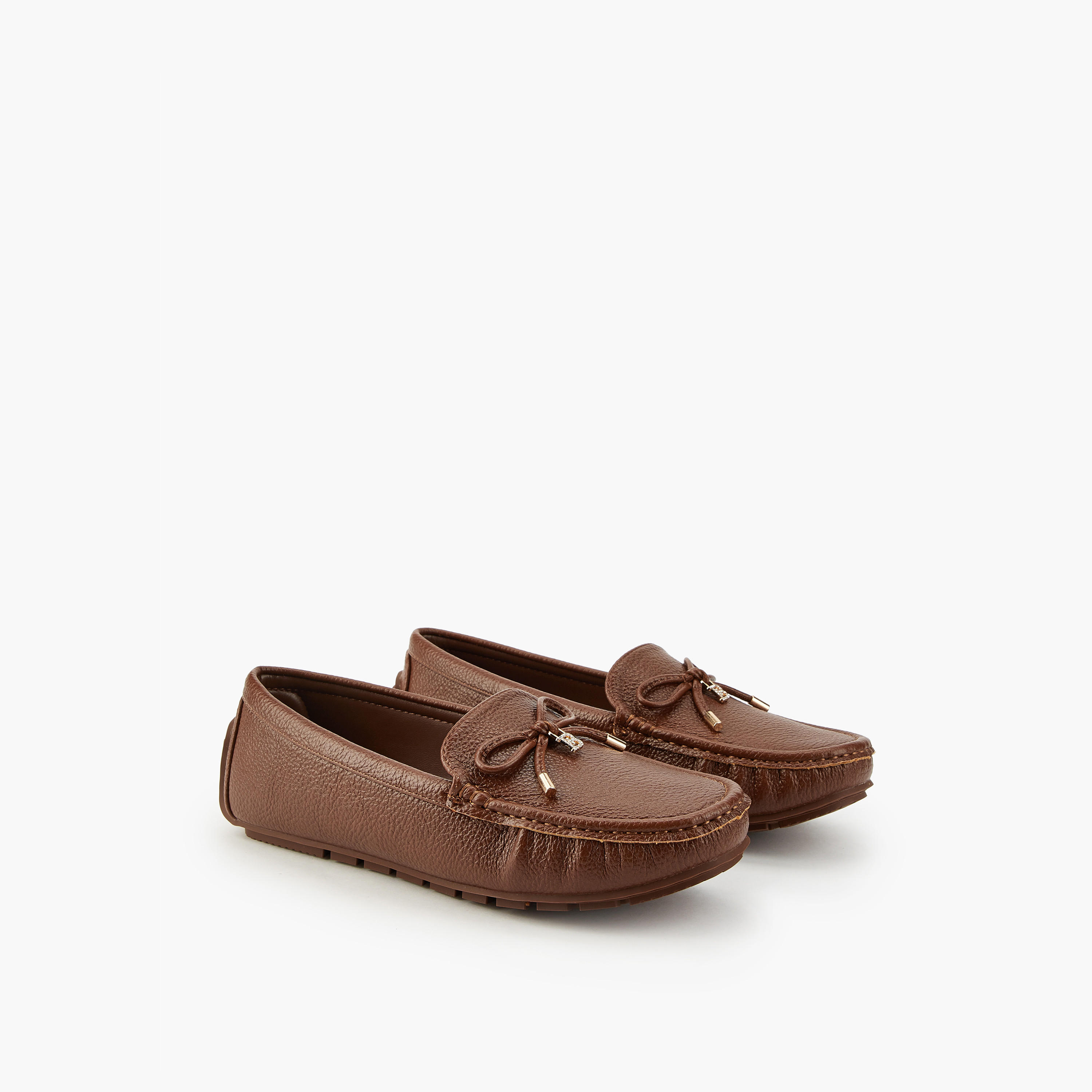 حذاء موكاسين بارز الملمس سهل الارتداء بفيونكة من فلورا بيلا-women-shoes-flats-moccasins-image-1
