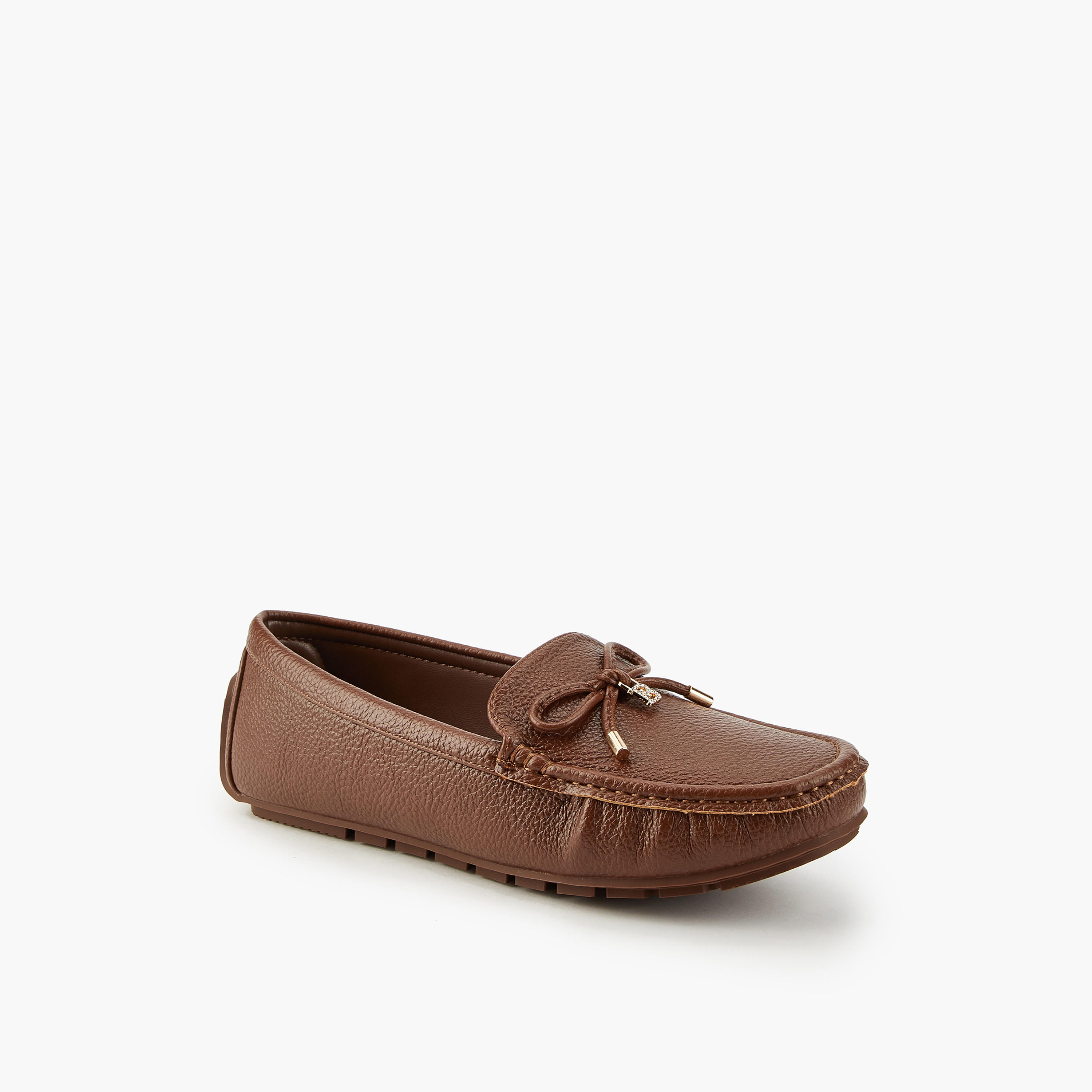 حذاء موكاسين بارز الملمس سهل الارتداء بفيونكة من فلورا بيلا-women-shoes-flats-moccasins-image-2