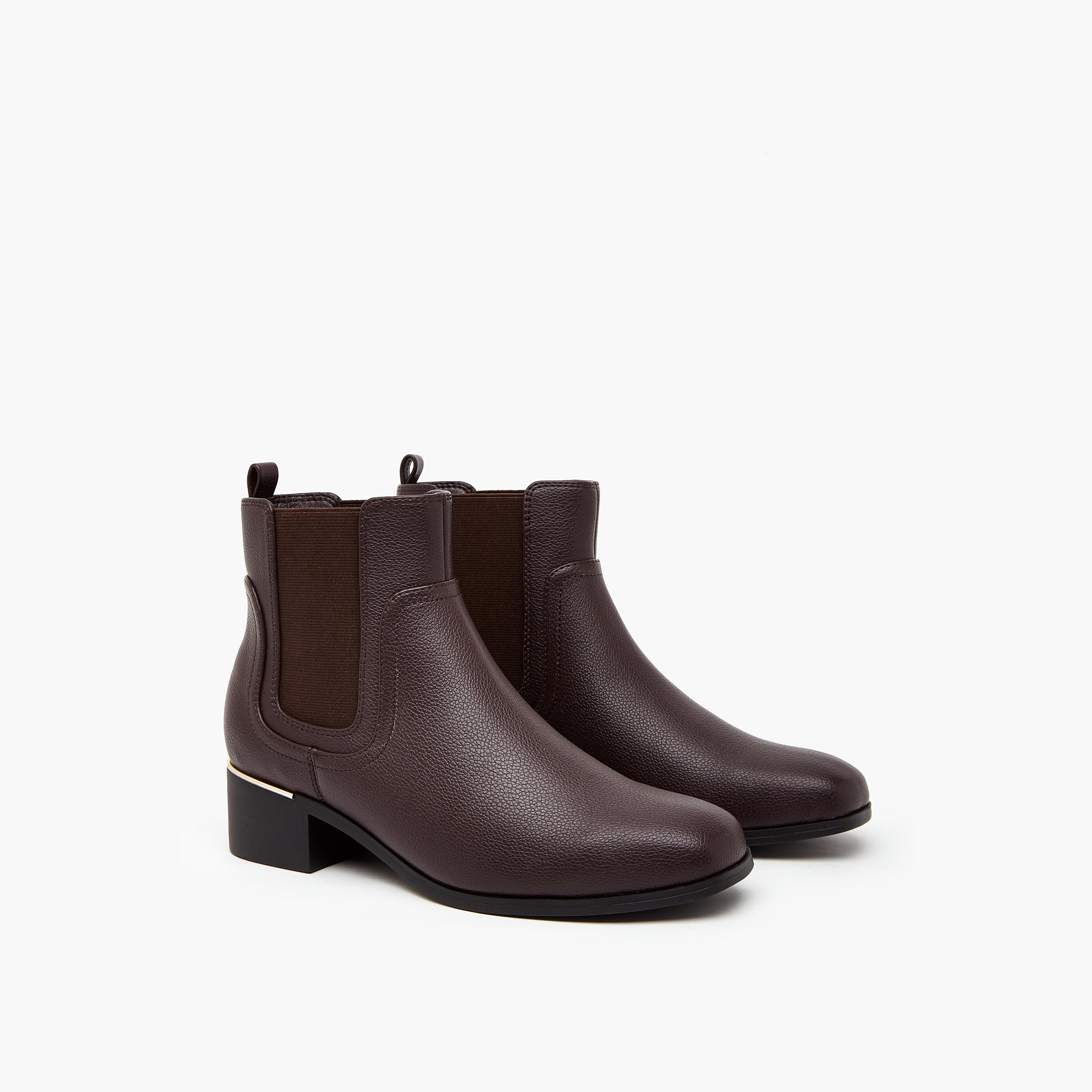 بوت تشيلسي سادة بطول الكاحل وكعب سميك من فلورا بيلا-women-shoes-boots-image-1