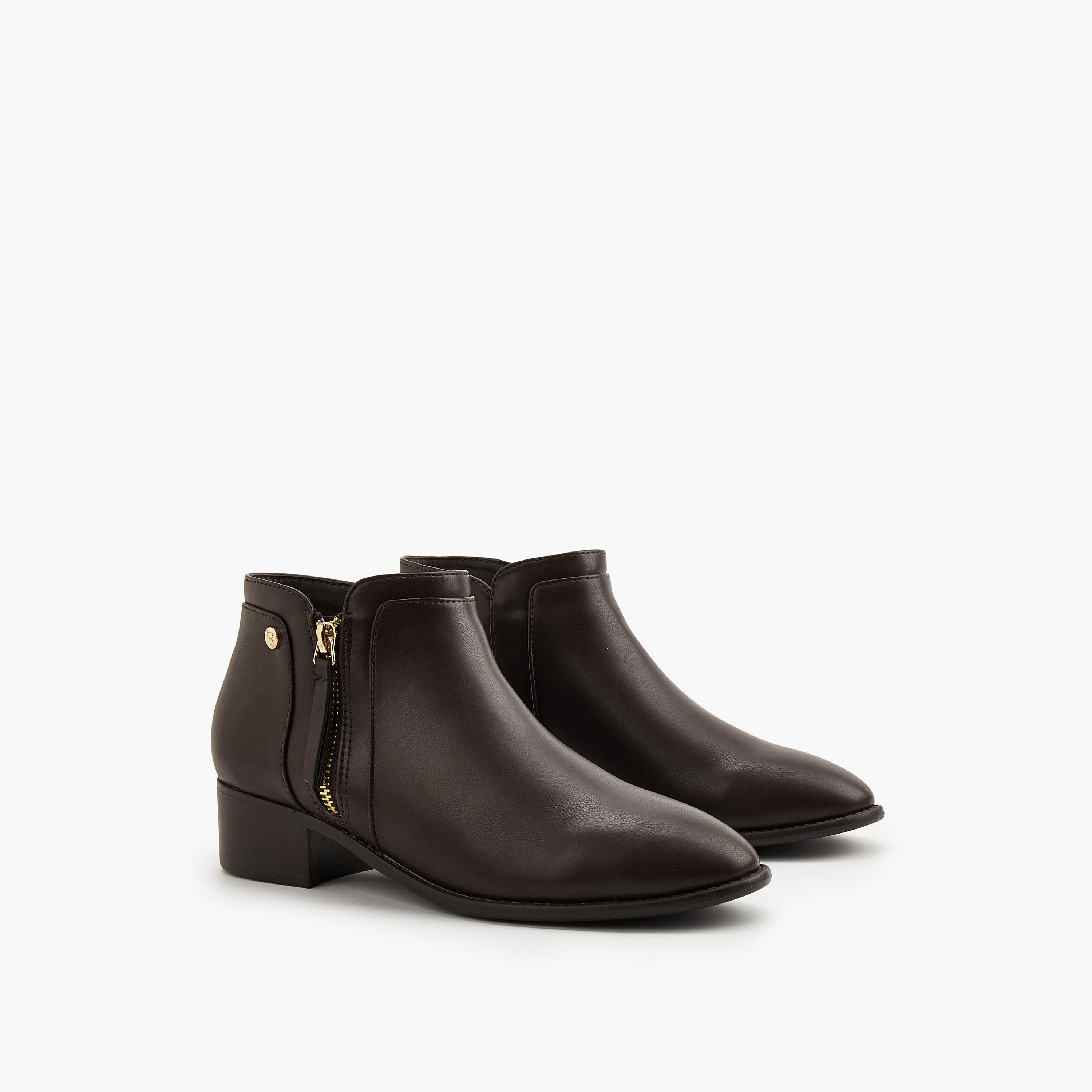 Flora Bella Solid Ankle Boots with Zip Closure-women-shoes-boots-image-1