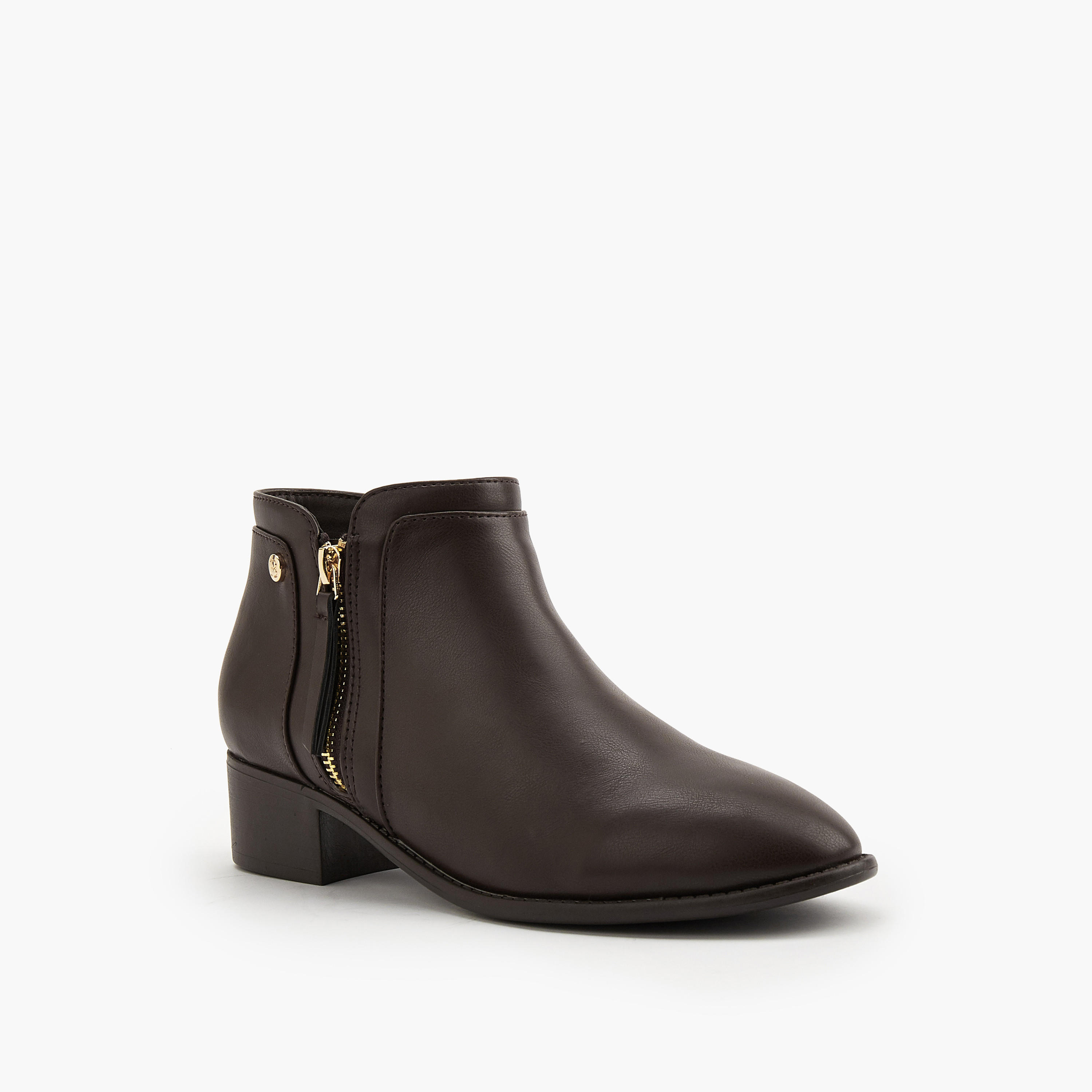 Flora Bella Solid Ankle Boots with Zip Closure-women-shoes-boots-image-3