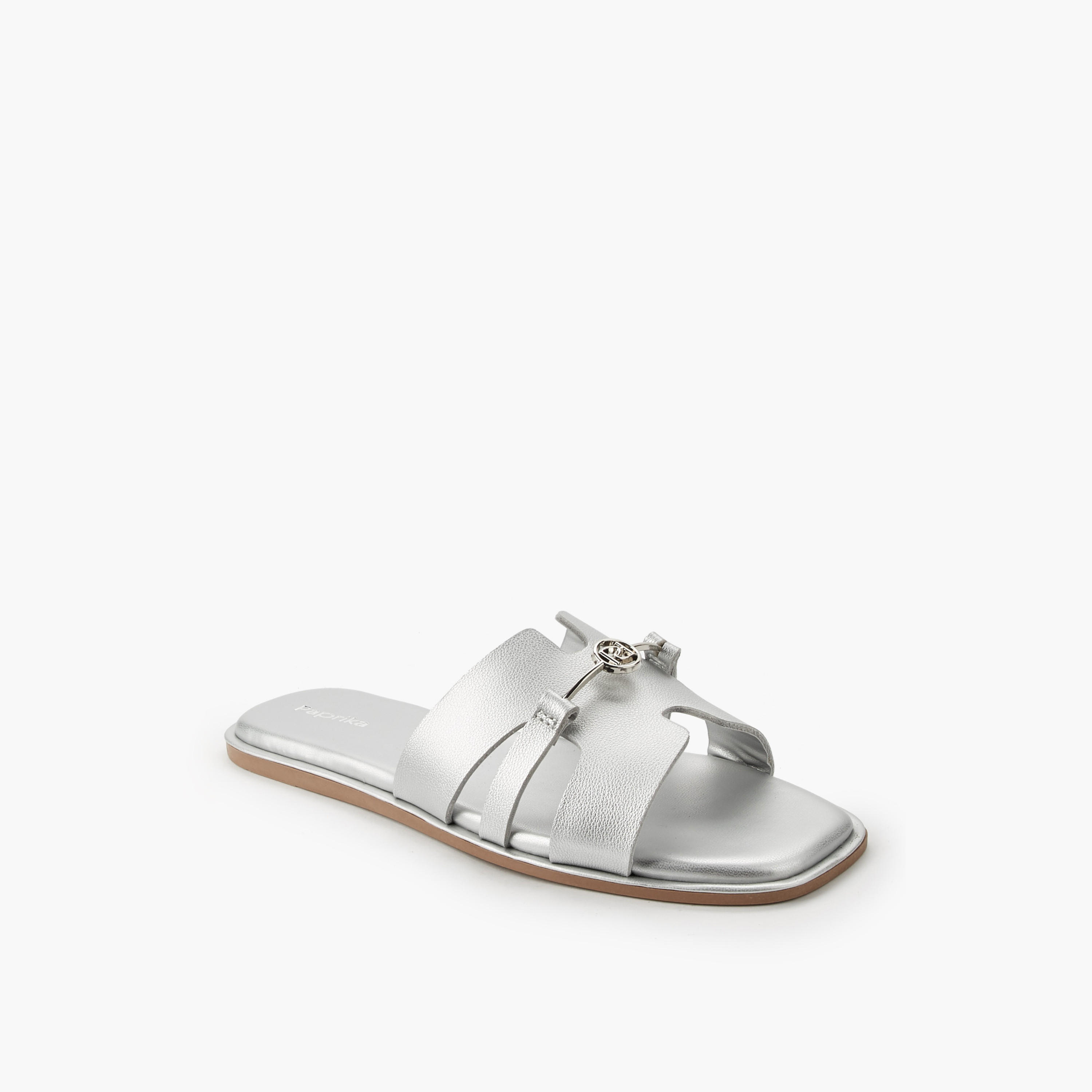 Paprika Women Metallic Accent Slide Sandals-women-shoes-flats-sandals-image-2