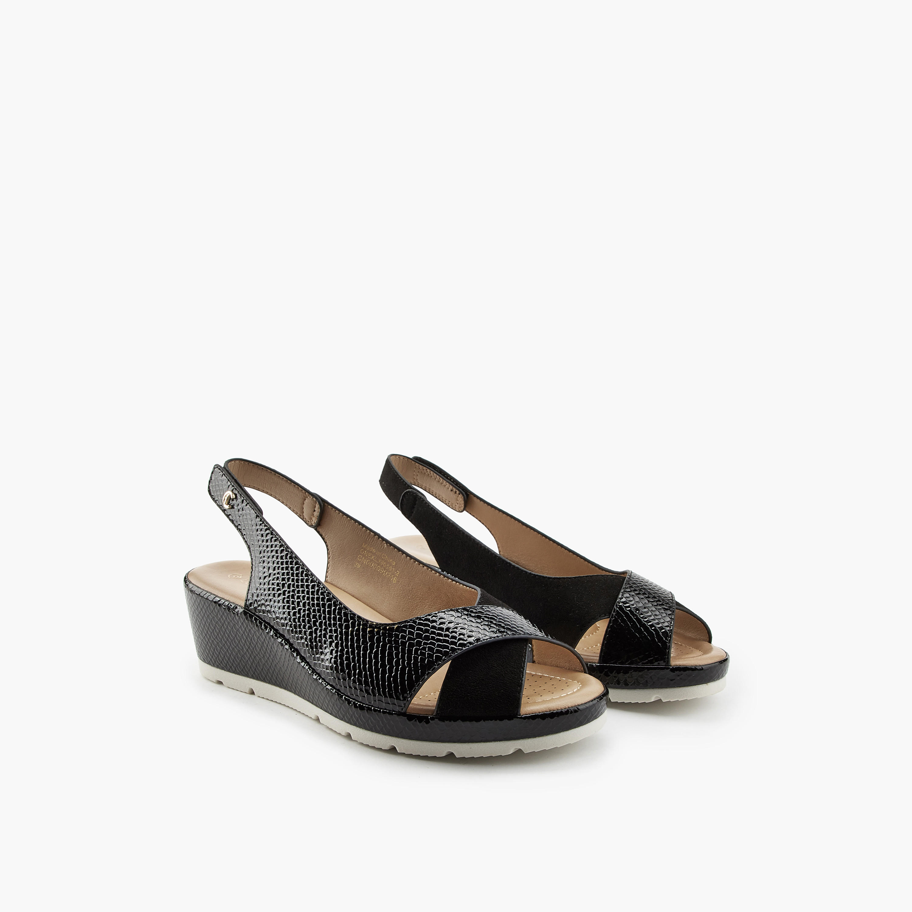 صندل بكعب ويدج وحزام متقاطع للنساء من لو كونفورت-women-shoes-sandals-heeled-image-1