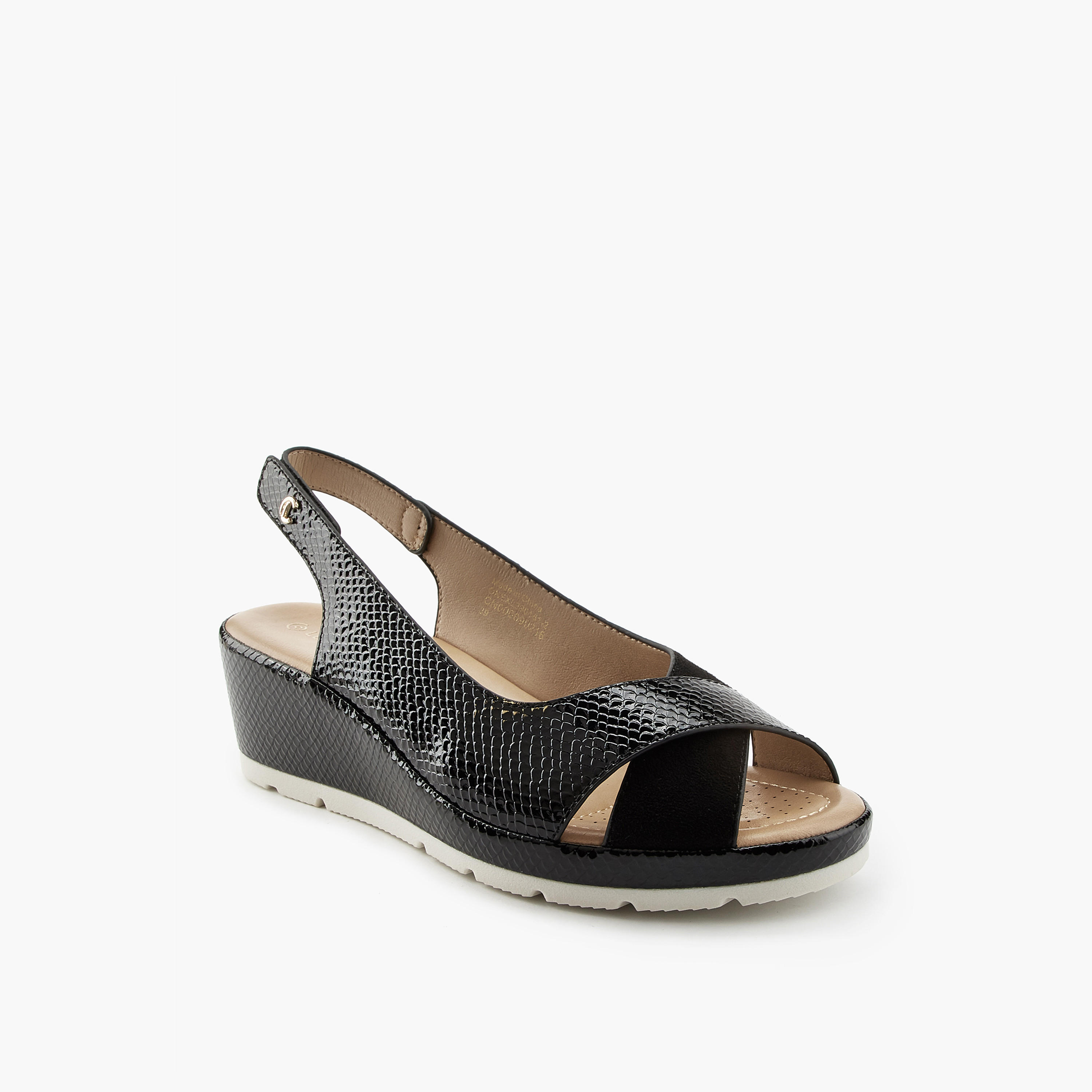 صندل بكعب ويدج وحزام متقاطع للنساء من لو كونفورت-women-shoes-sandals-heeled-image-3