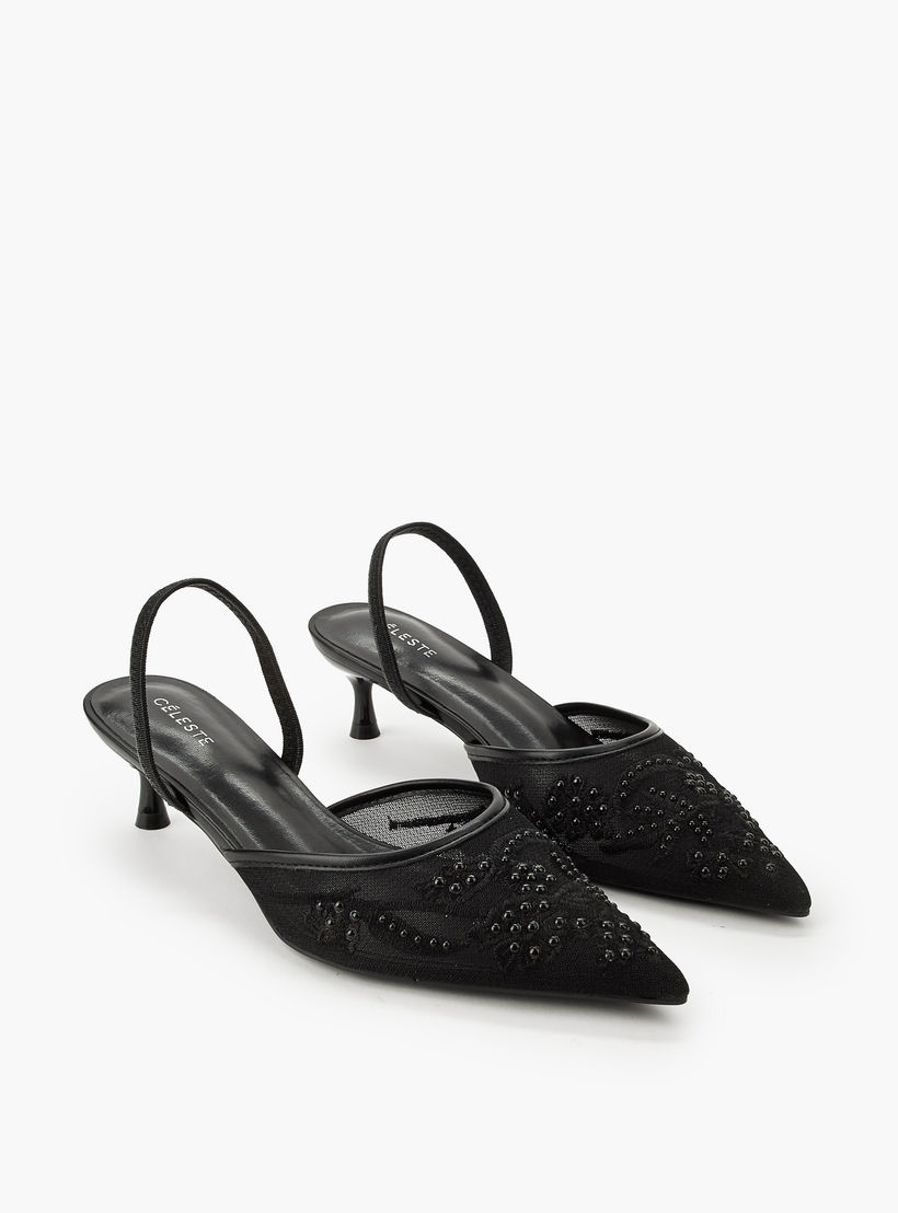 Celeste Women Embellished Kitten Heel Pointed Toe Shoes-women-shoes-sandals-heeled-image-1