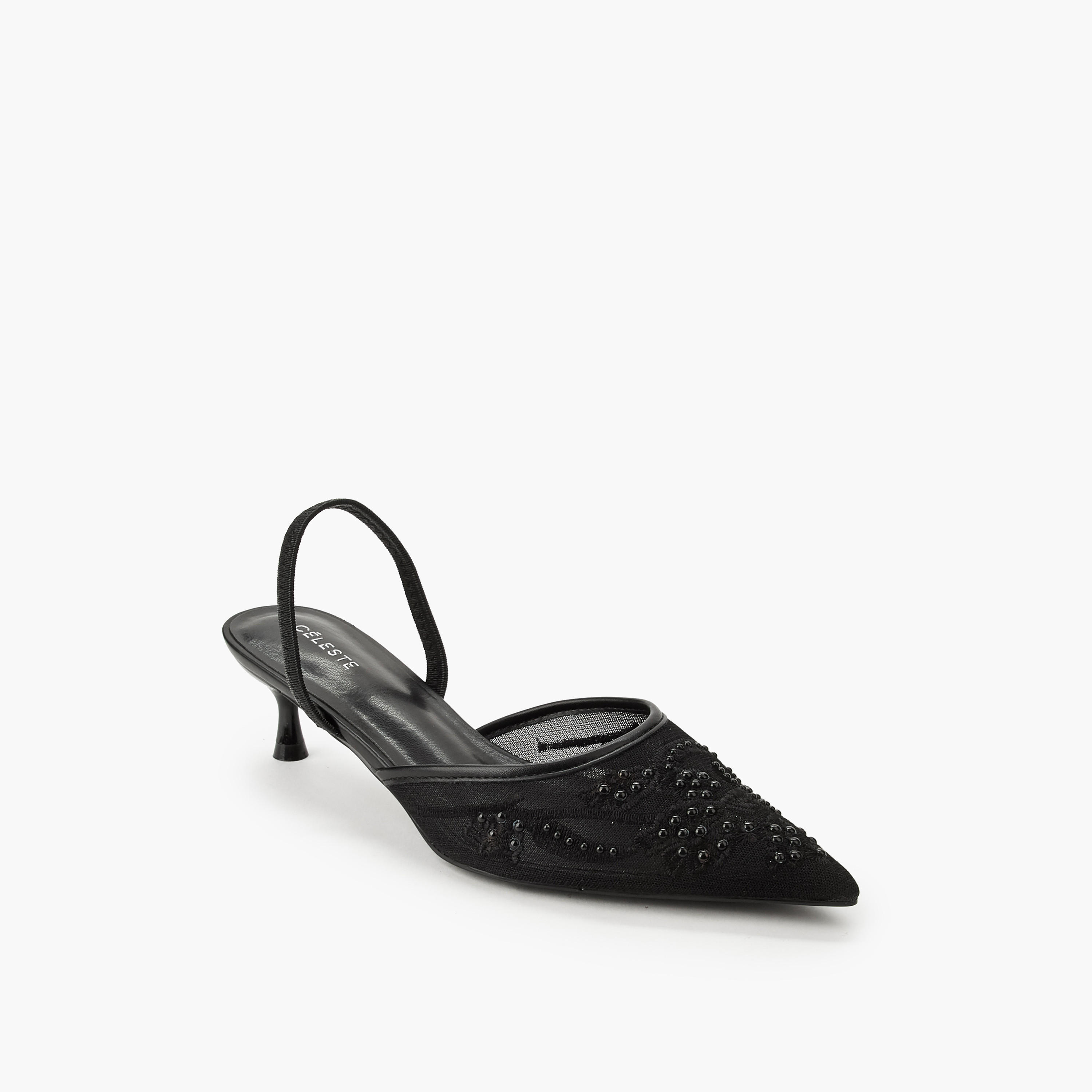 Celeste Women Embellished Kitten Heel Pointed Toe Shoes-women-shoes-sandals-heeled-image-2