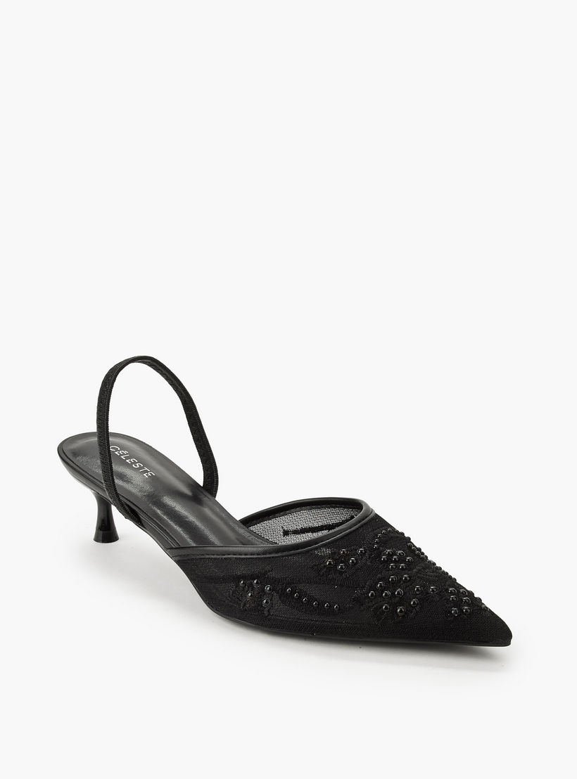 Celeste Women Embellished Kitten Heel Pointed Toe Shoes-women-shoes-sandals-heeled-image-2