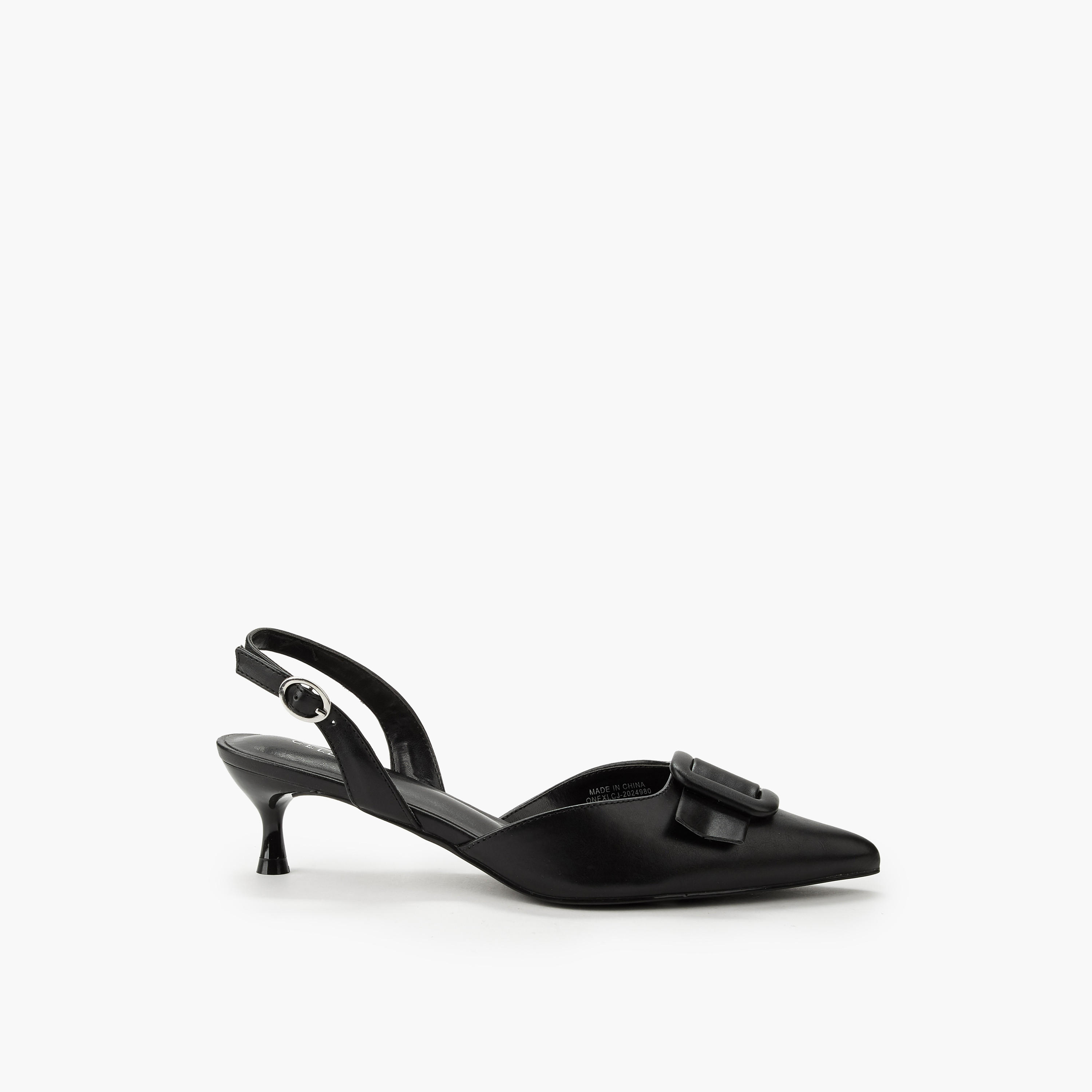 Celeste Women Buckle Detail Kitten Heel Pointed Toe Shoes-women-shoes-sandals-heeled-image-3