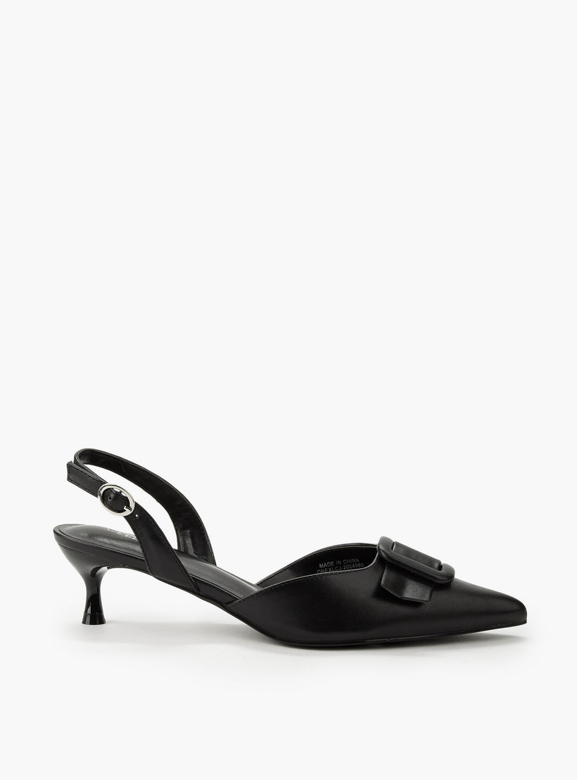 Celeste Women Buckle Detail Kitten Heel Pointed Toe Shoes-women-shoes-sandals-heeled-image-3