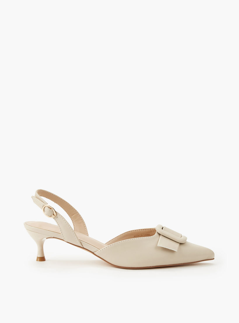Celeste Women Buckle Detail Kitten Heel Pointed Toe Shoes-women-shoes-sandals-heeled-image-3