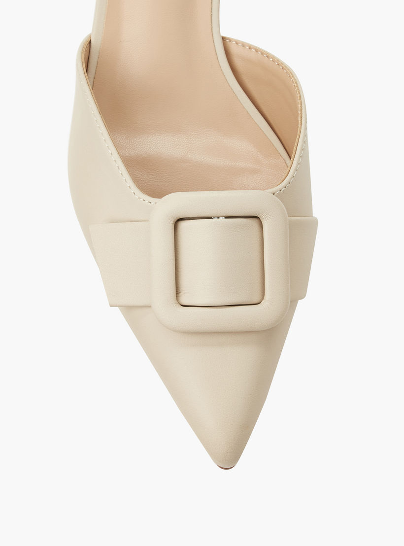 Celeste Women Buckle Detail Kitten Heel Pointed Toe Shoes-women-shoes-sandals-heeled-image-4