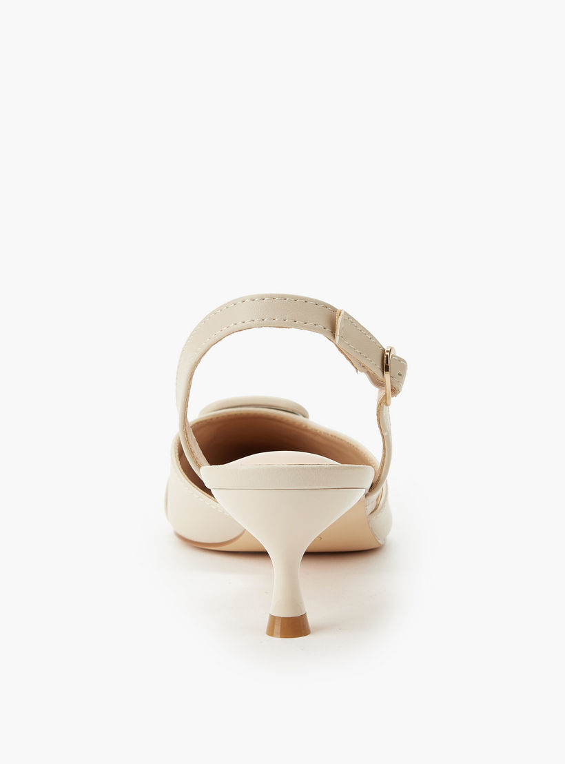 Celeste Women Buckle Detail Kitten Heel Pointed Toe Shoes-women-shoes-sandals-heeled-image-5