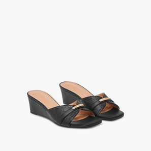 Celeste Women's Monogram Embossed Slip-On Sandals with Wedge Heels-women-shoes-sandals-image-1