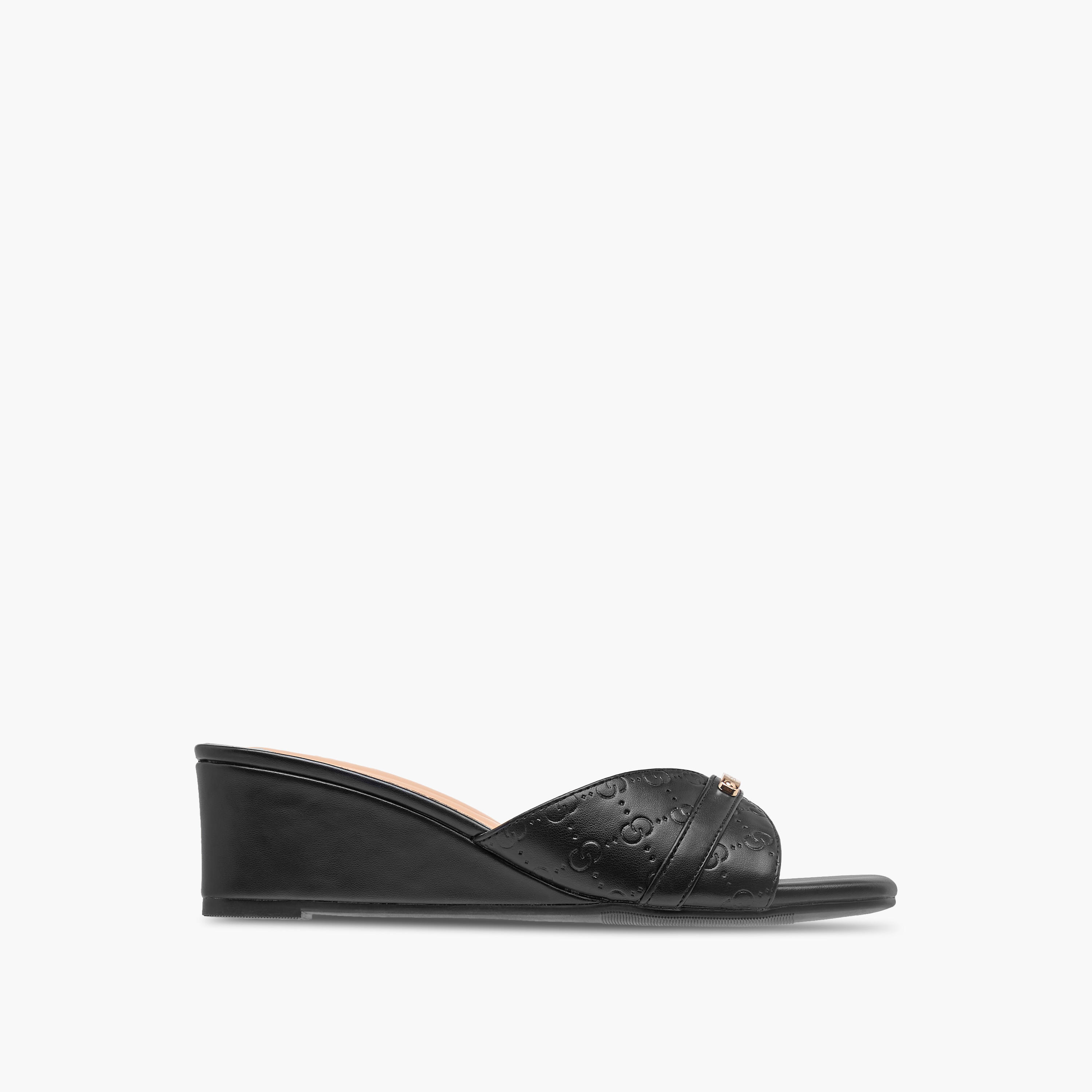 صندل سهل الارتداء بكعب ويدج ونقوش مونوجرام للنساء من سيليست-women-shoes-sandals-heeled-image-3