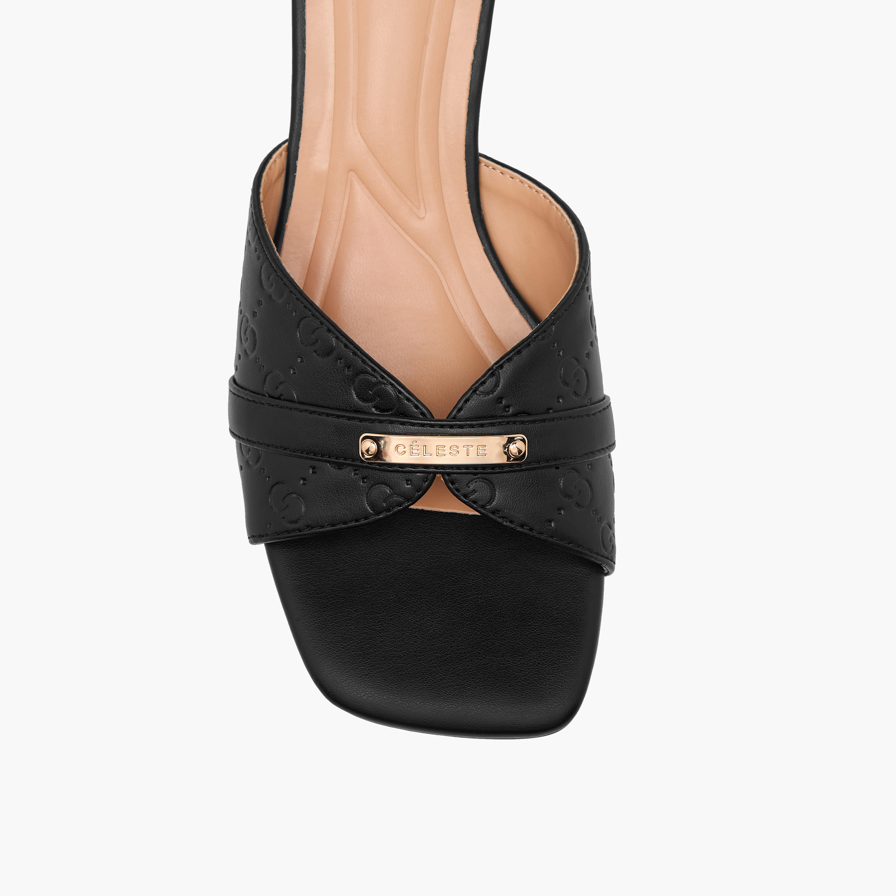 صندل سهل الارتداء بكعب ويدج ونقوش مونوجرام للنساء من سيليست-women-shoes-sandals-heeled-image-4