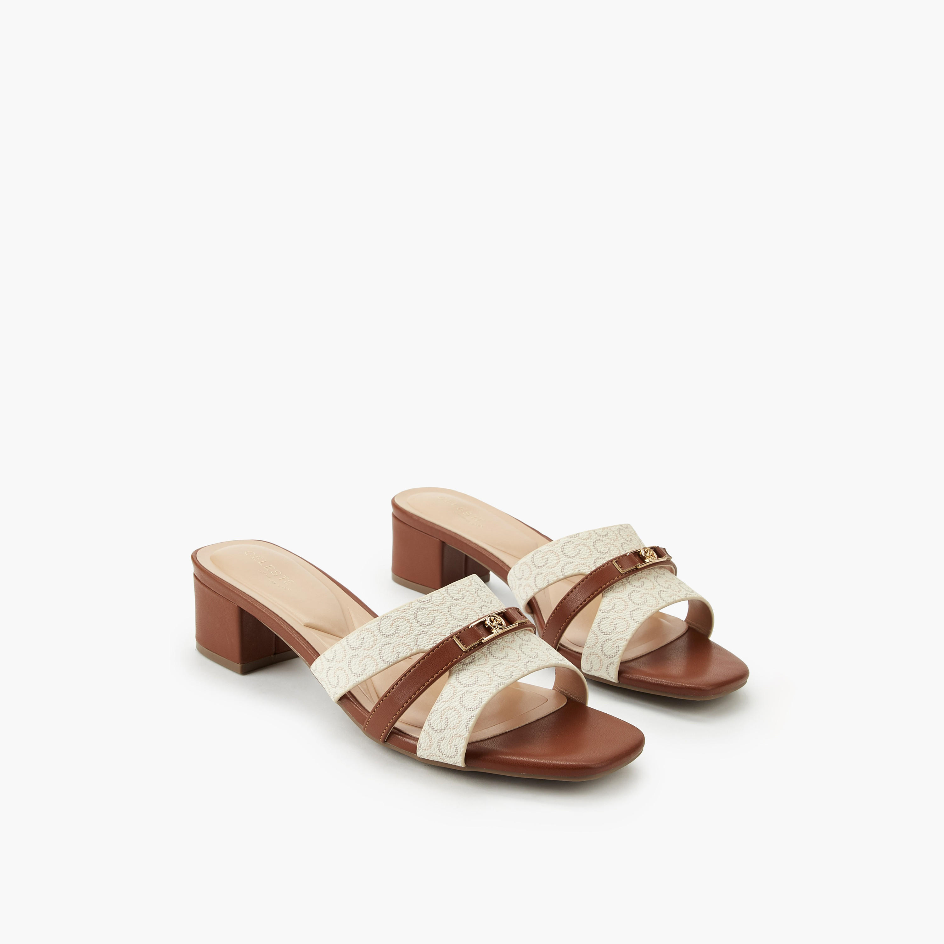Celeste Women Monogram Print Block Heel Sandals-women-shoes-sandals-heeled-image-1