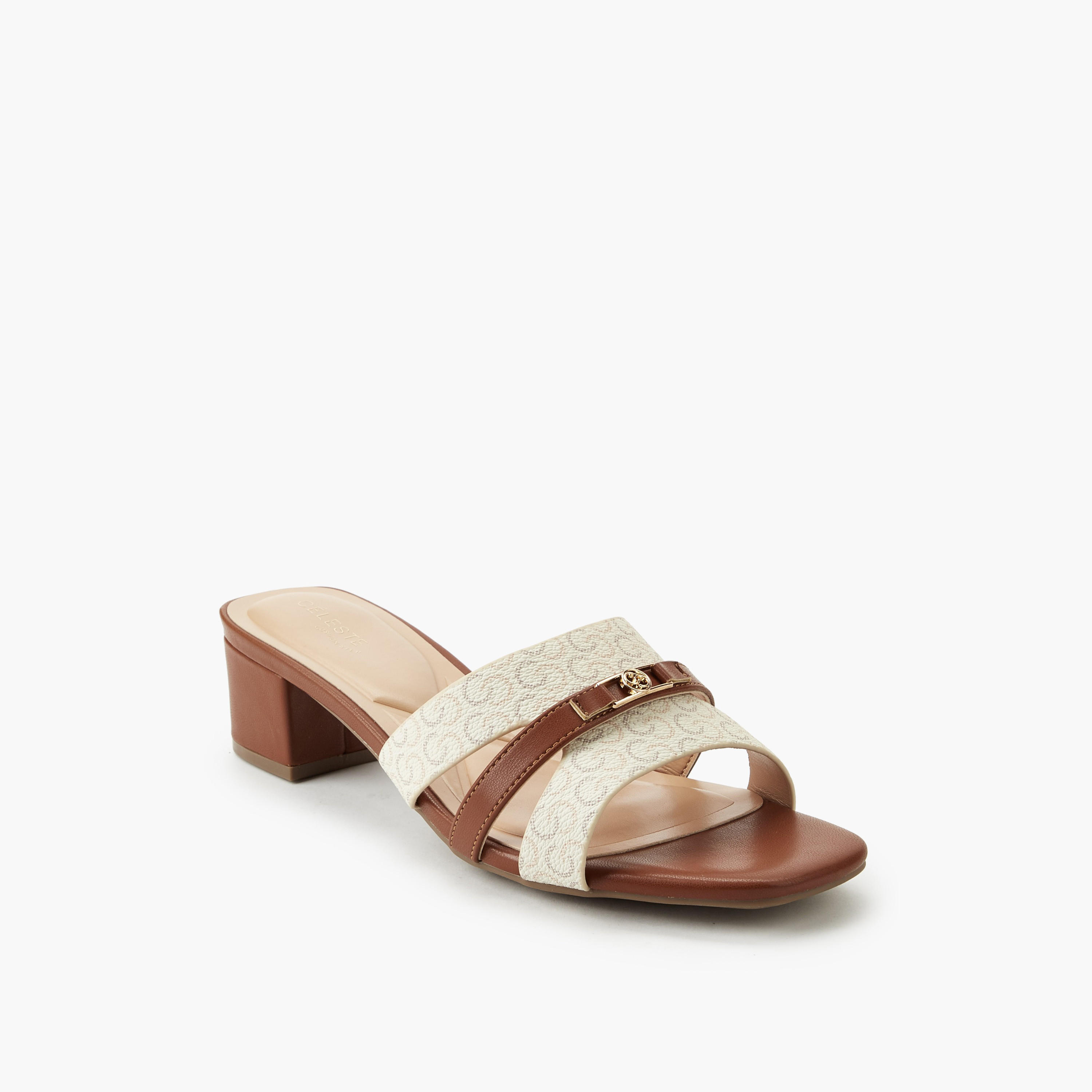 Celeste Women Monogram Print Block Heel Sandals-women-shoes-sandals-heeled-image-2