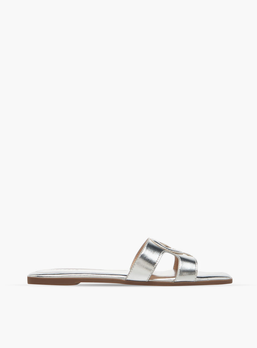 Celeste Women's Metallic Logo Embossed Slip-On Sandals-women-shoes-flats-sandals-image-3